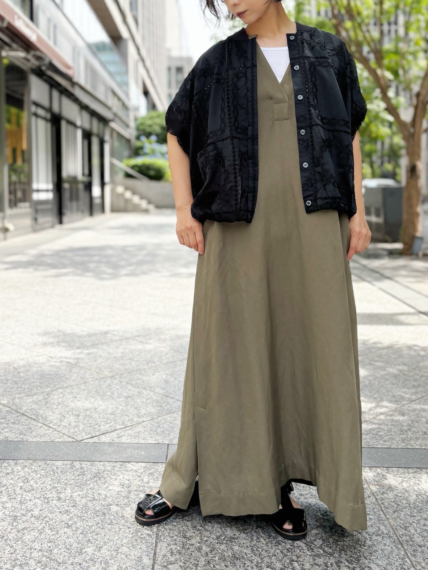 MARECHAL TERRE　シアーローン×レースバルーンシャツブルゾン