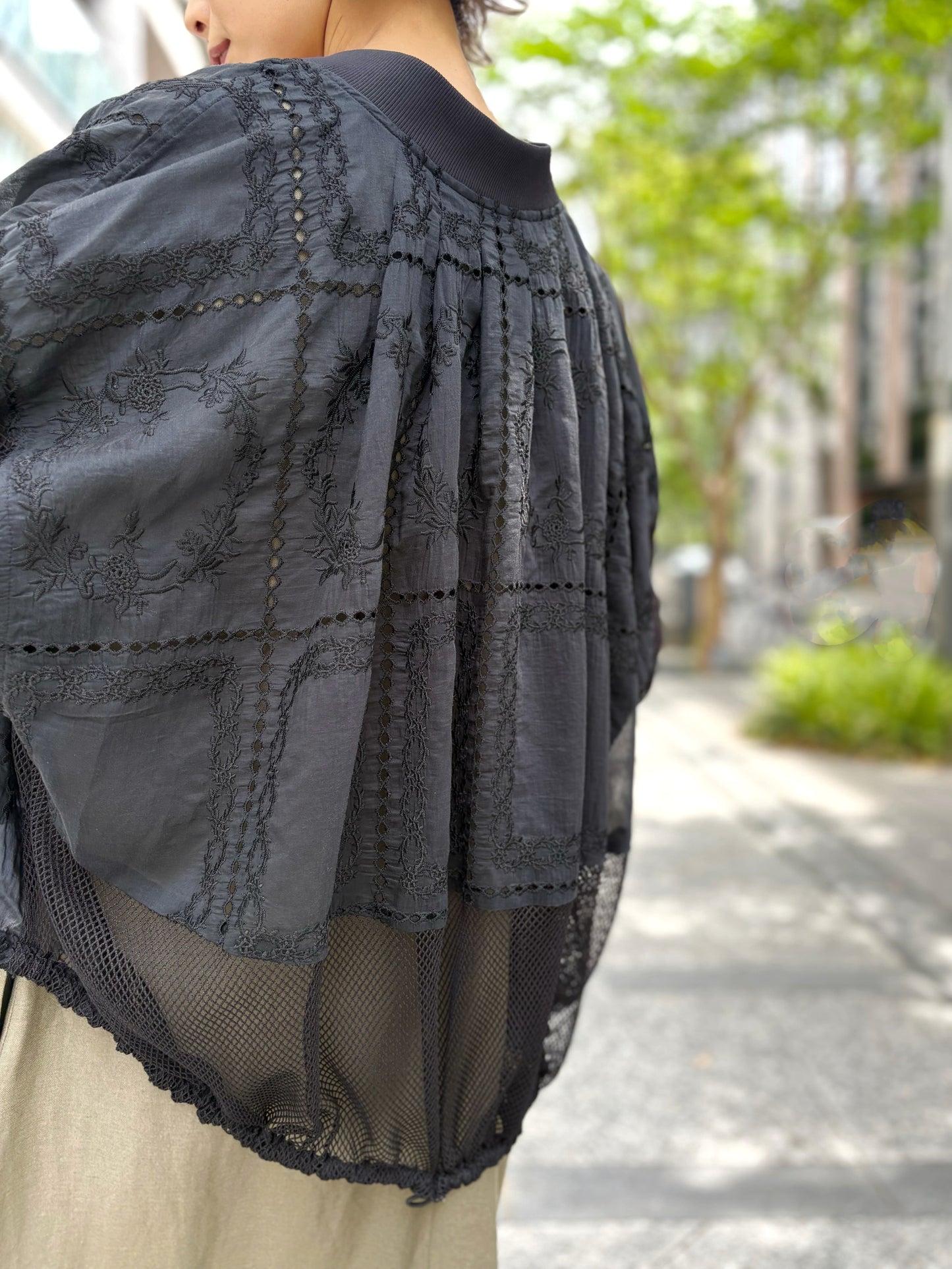 MARECHAL TERRE　シアーローン×レースバルーンシャツブルゾン