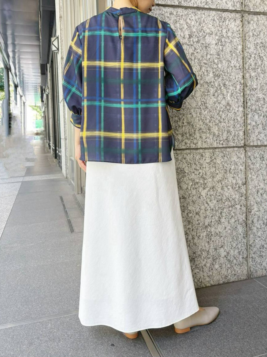BRAHMIN ツイストネックオリジナルチェックブラウス