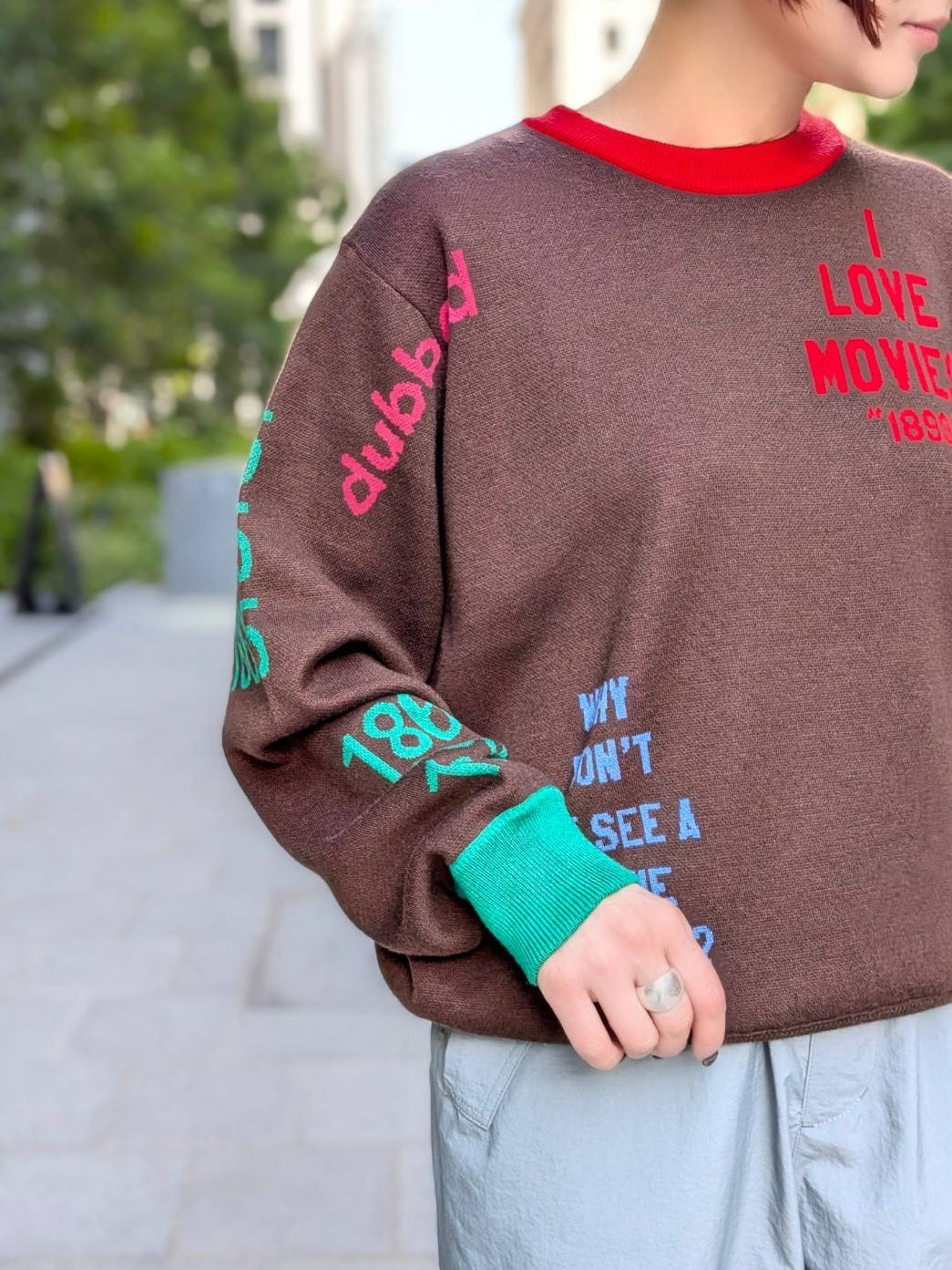 THOMAS MAGPIE　ロゴインターシャもちもちニット