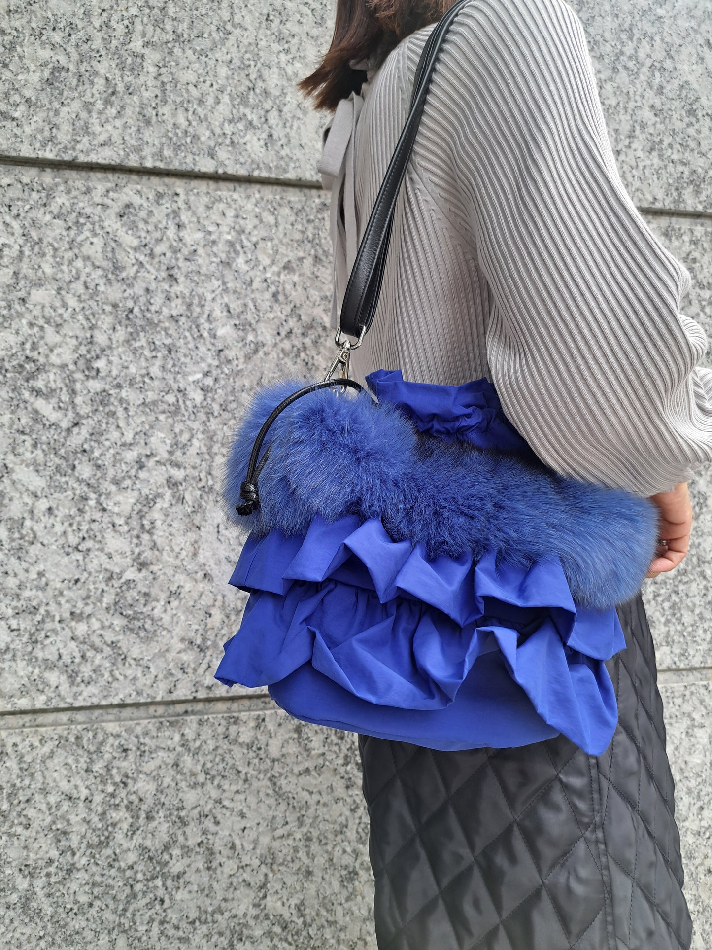 フォックスファー×フリルドッキングショルダーBAG