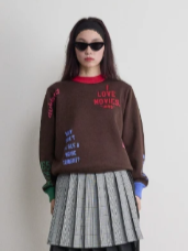 THOMAS MAGPIE　ロゴインターシャもちもちニット