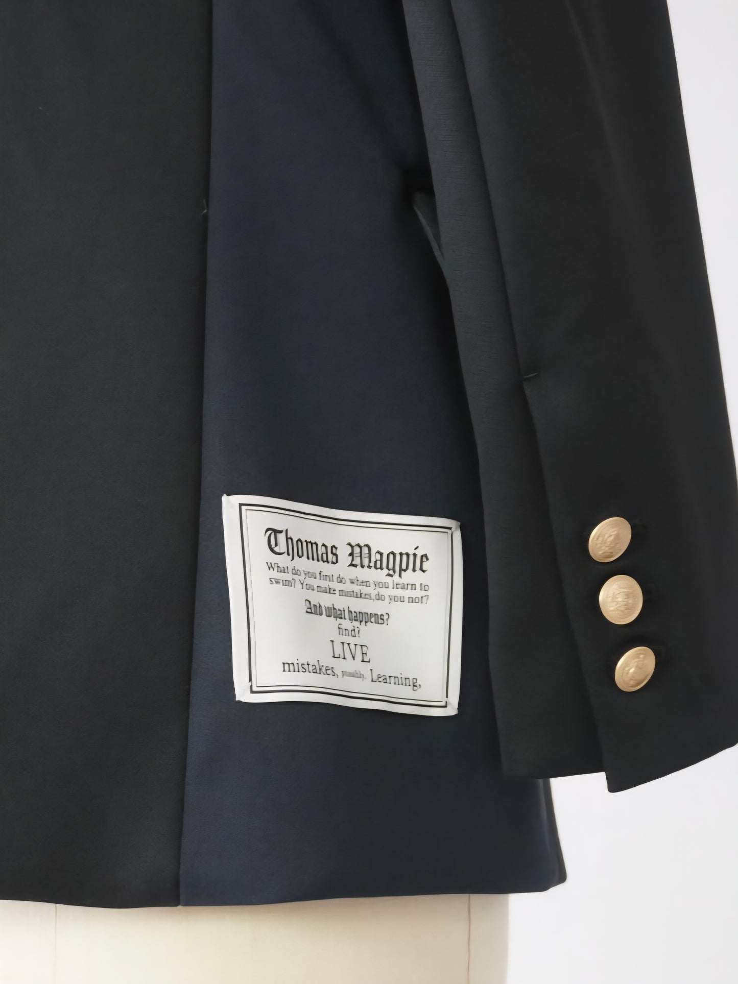 THOMAS MAGPIE ポリレーヨンストレッチバイカラーダブルピークドラペルジャケット