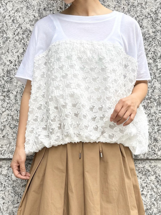 STELLA CIFFON　シアーカットジャガード×カットソープルオーバー