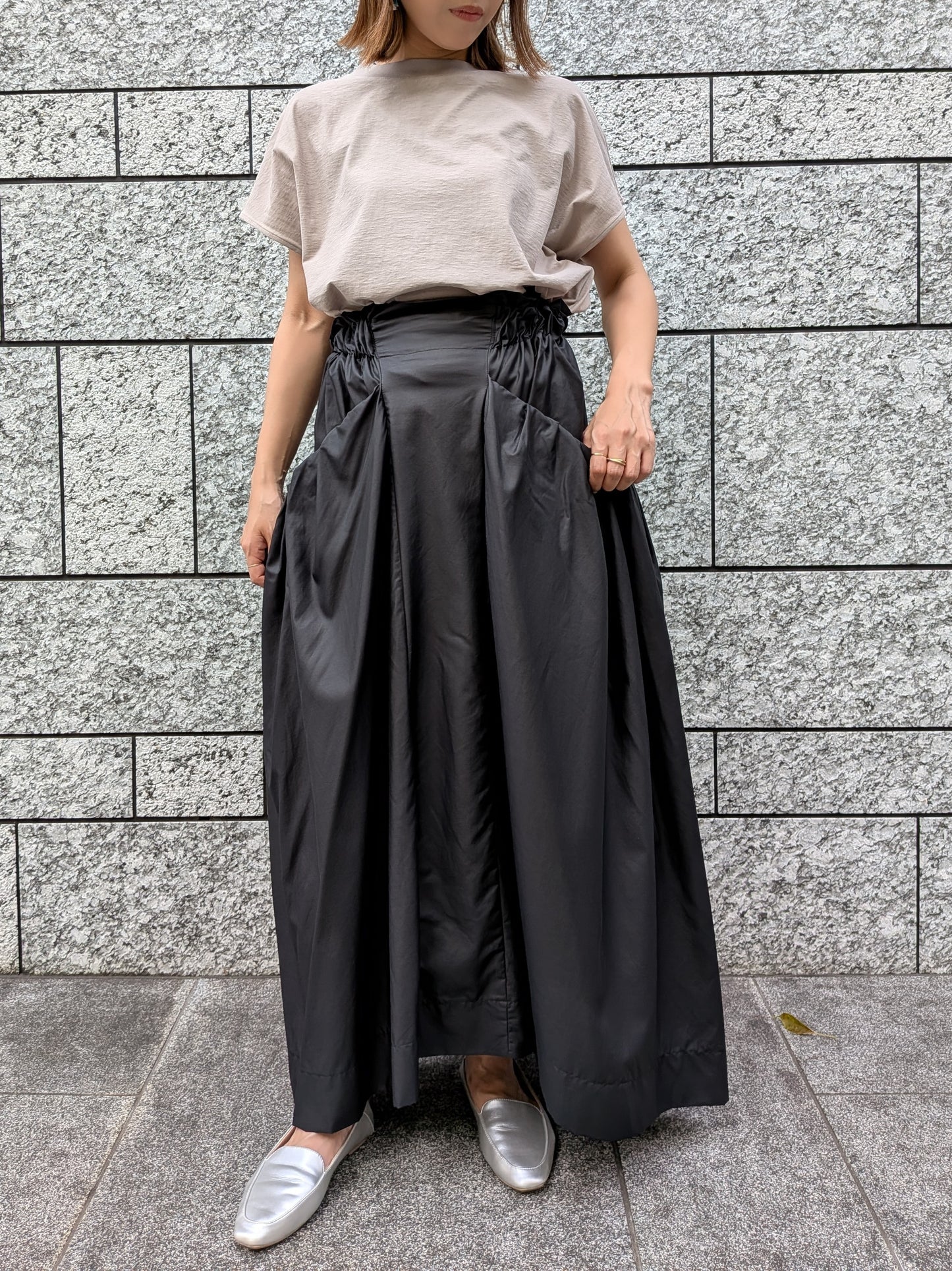 【Specia　SALE!!】divka ワッシャーBIGポケットサイドギャザースカート
