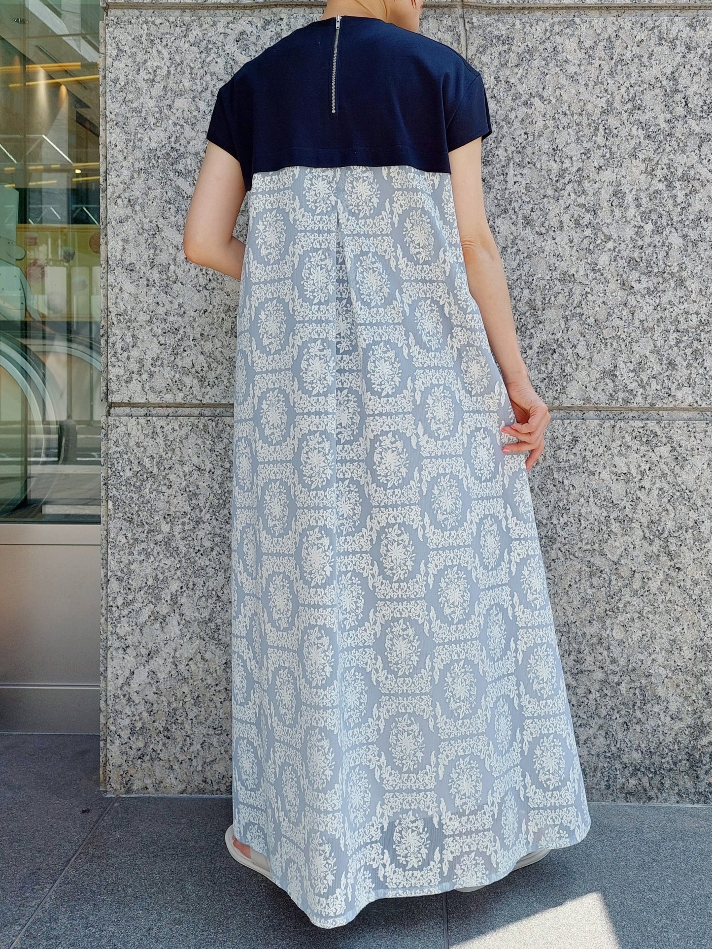 mintdesigns　カットソー×フロストフラワー切替ワンピース