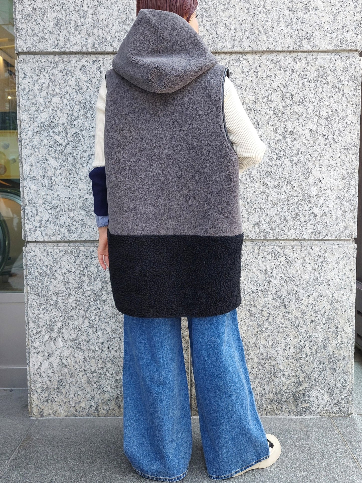 RISLEY　リバーシブルバイカラーボアフーディジレ