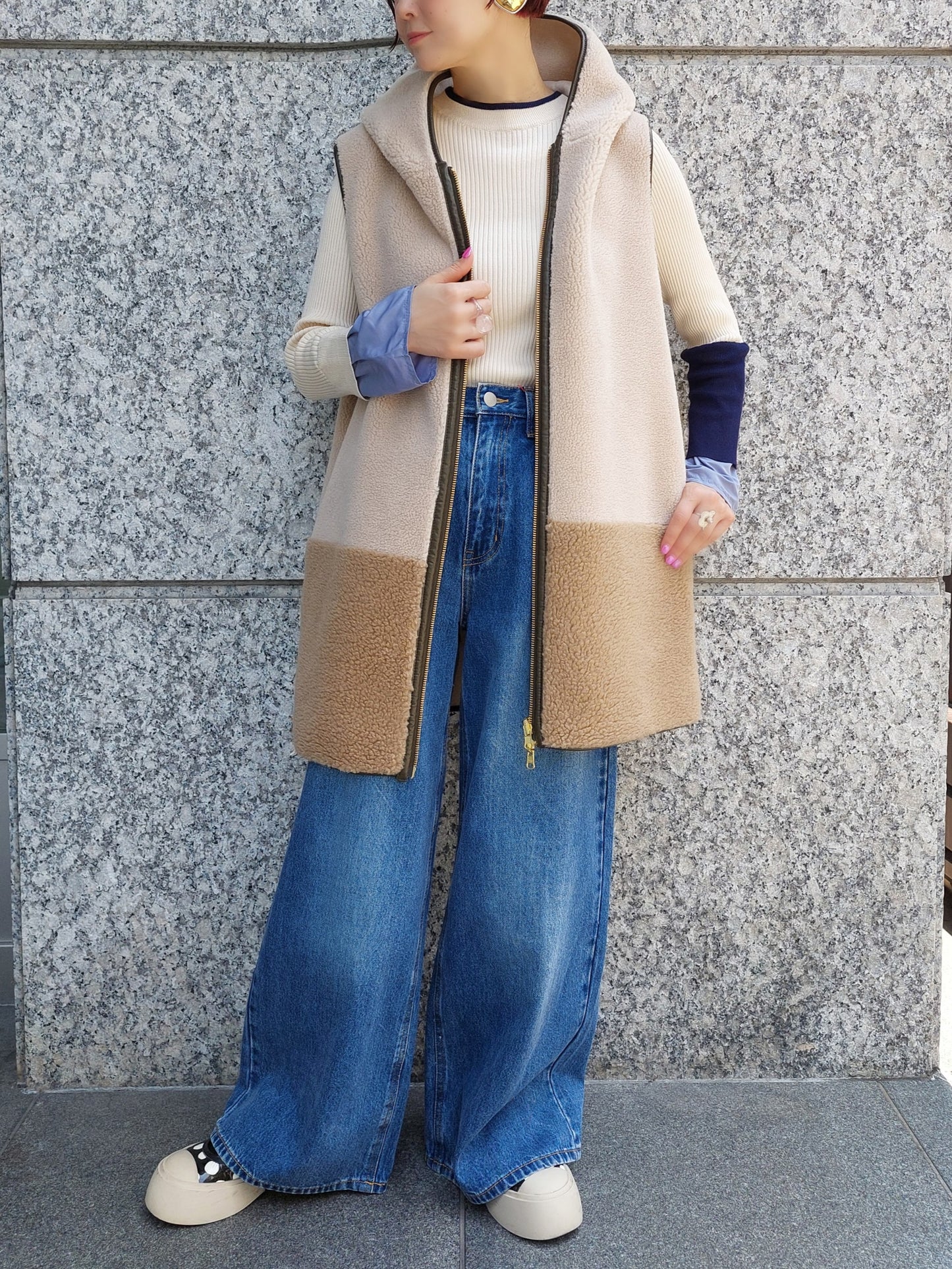 RISLEY　リバーシブルバイカラーボアフーディジレ