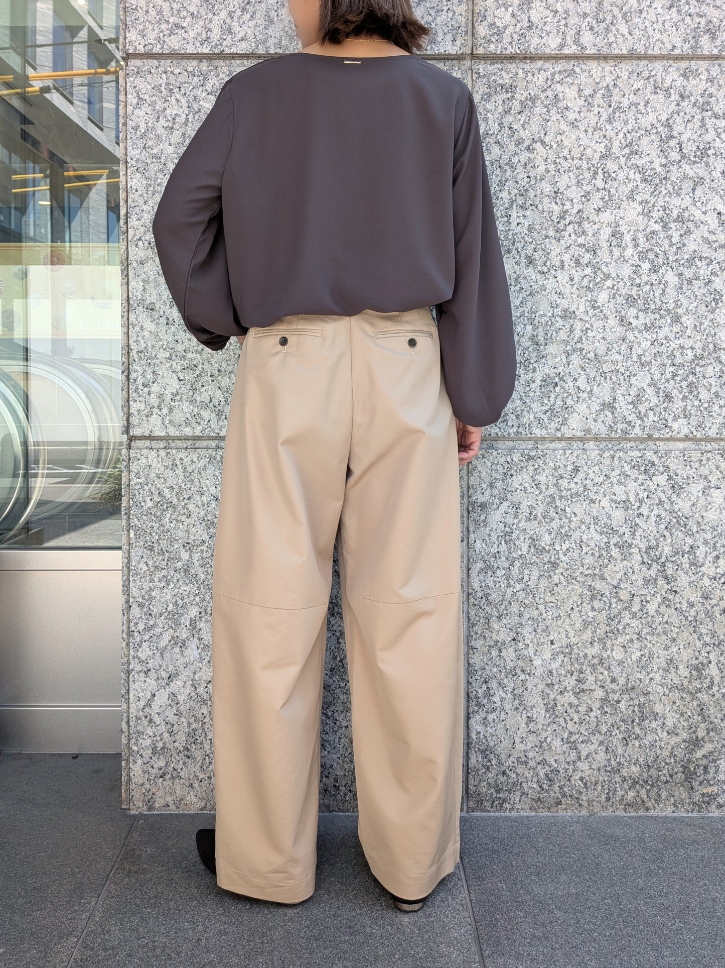 MICA＆DEAL　ギャザースリーブジョーゼットブラウス