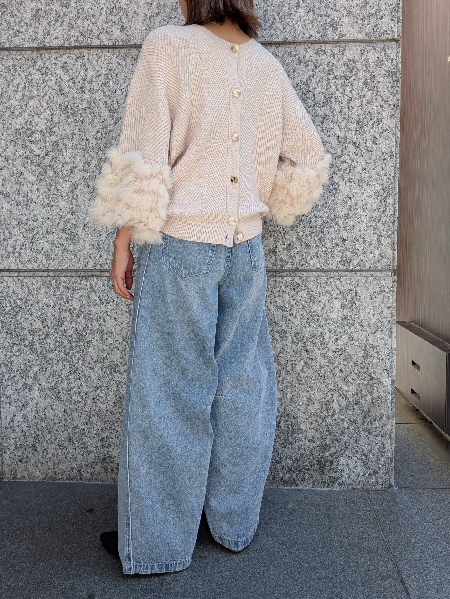 TORRAZZO DONNA ラビットファースリーブ2WAYニットカーディガン