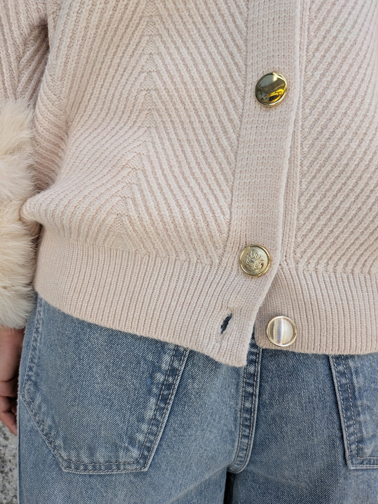 TORRAZZO DONNA ラビットファースリーブ2WAYニットカーディガン