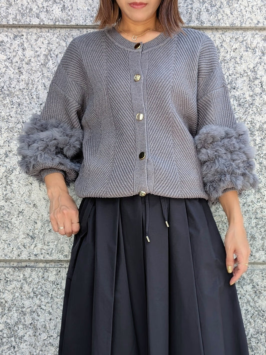 TORRAZZO DONNA ラビットファースリーブ2WAYニットカーディガン