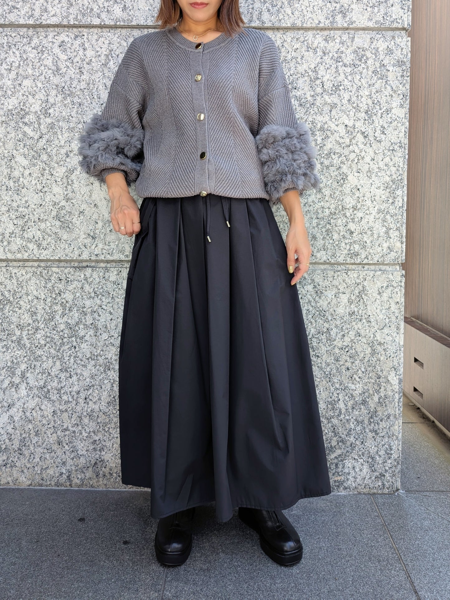 TORRAZZO DONNA ラビットファースリーブ2WAYニットカーディガン