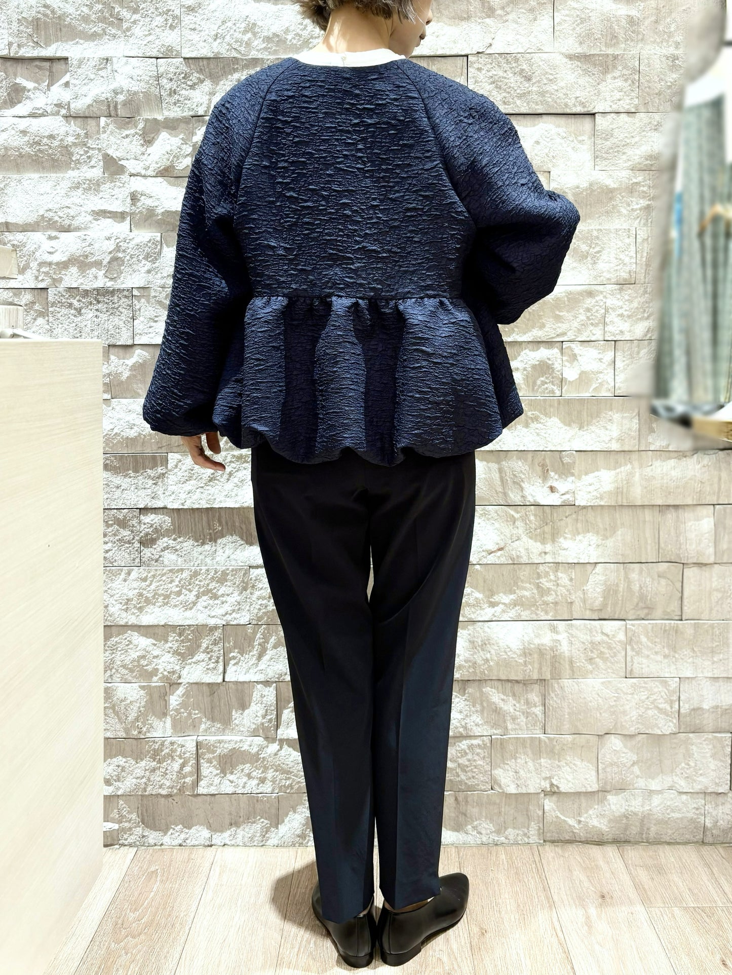 BRAHMIN ふくれジャガードノーカラーペプラムジャケット
