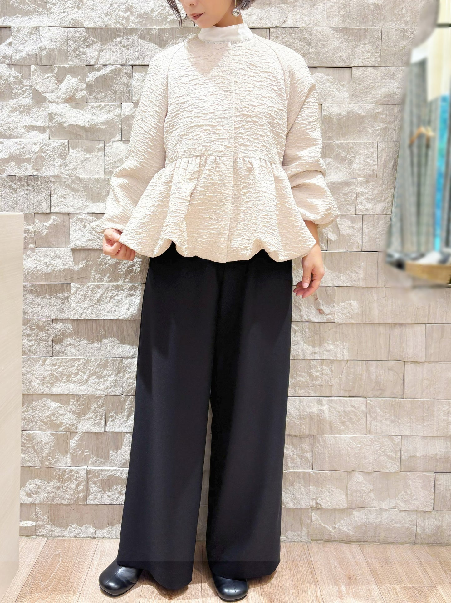 BRAHMIN ふくれジャガードノーカラーペプラムジャケット