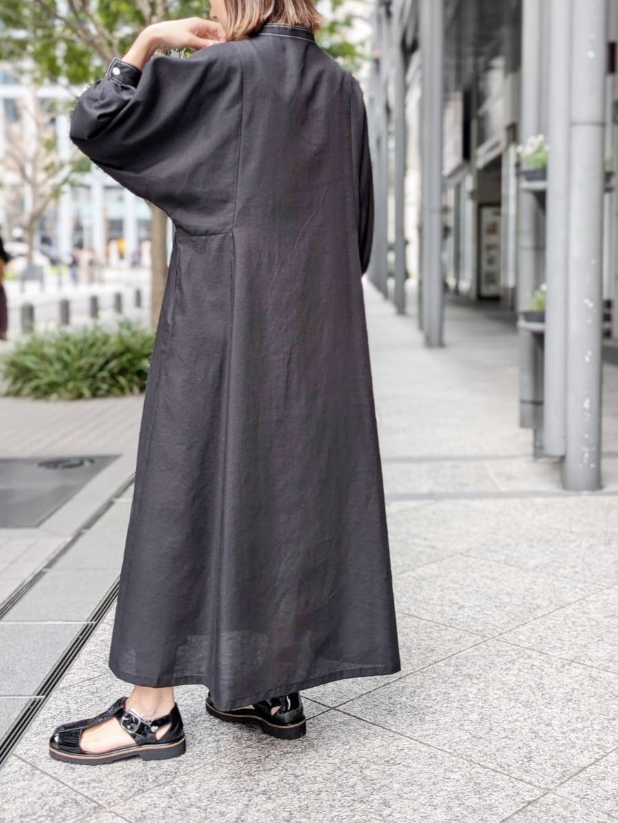 BRAHMIN バイカラーステッチドレープフレアワンピース