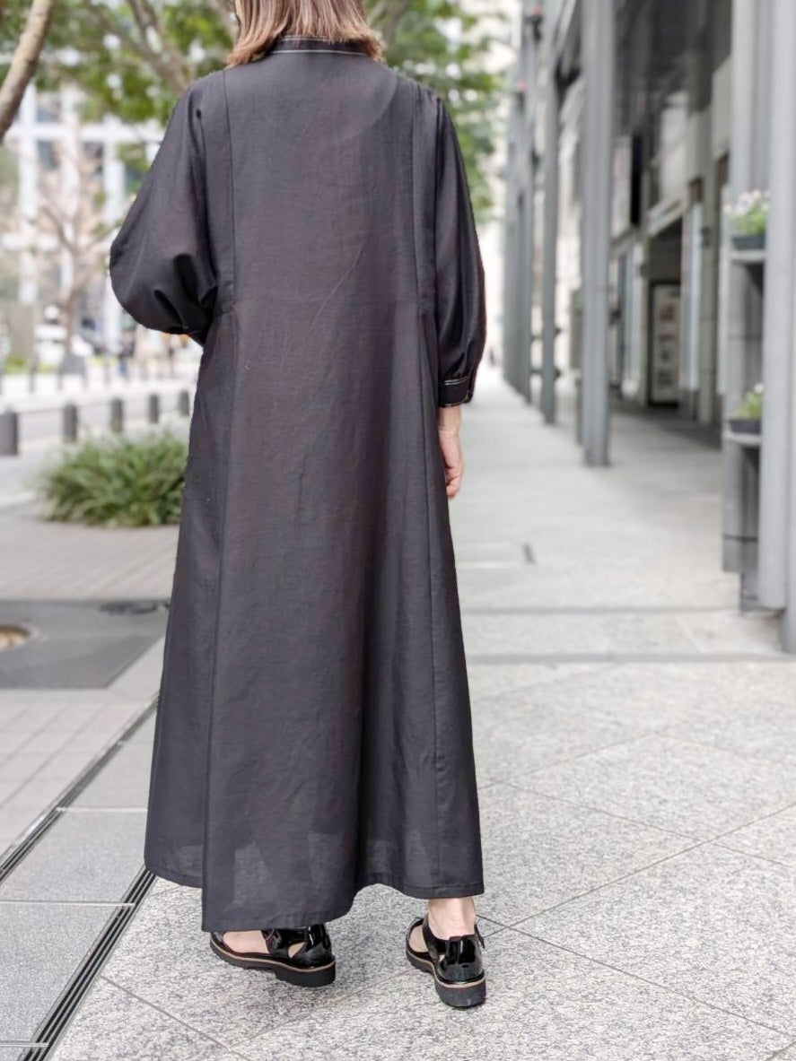 BRAHMIN バイカラーステッチドレープフレアワンピース