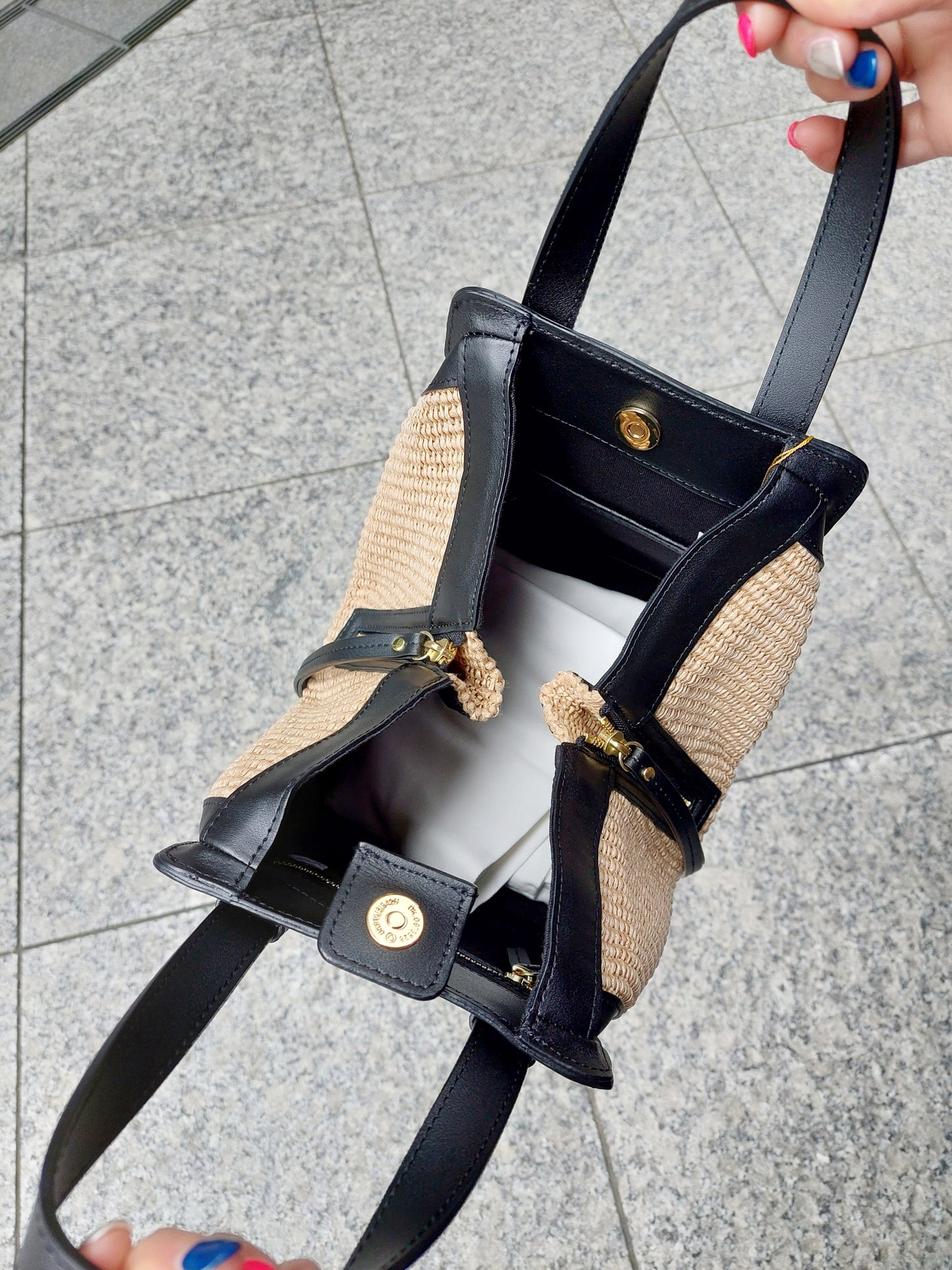 VIOLADORO SANDROラフィア×レザーコンビバッグ