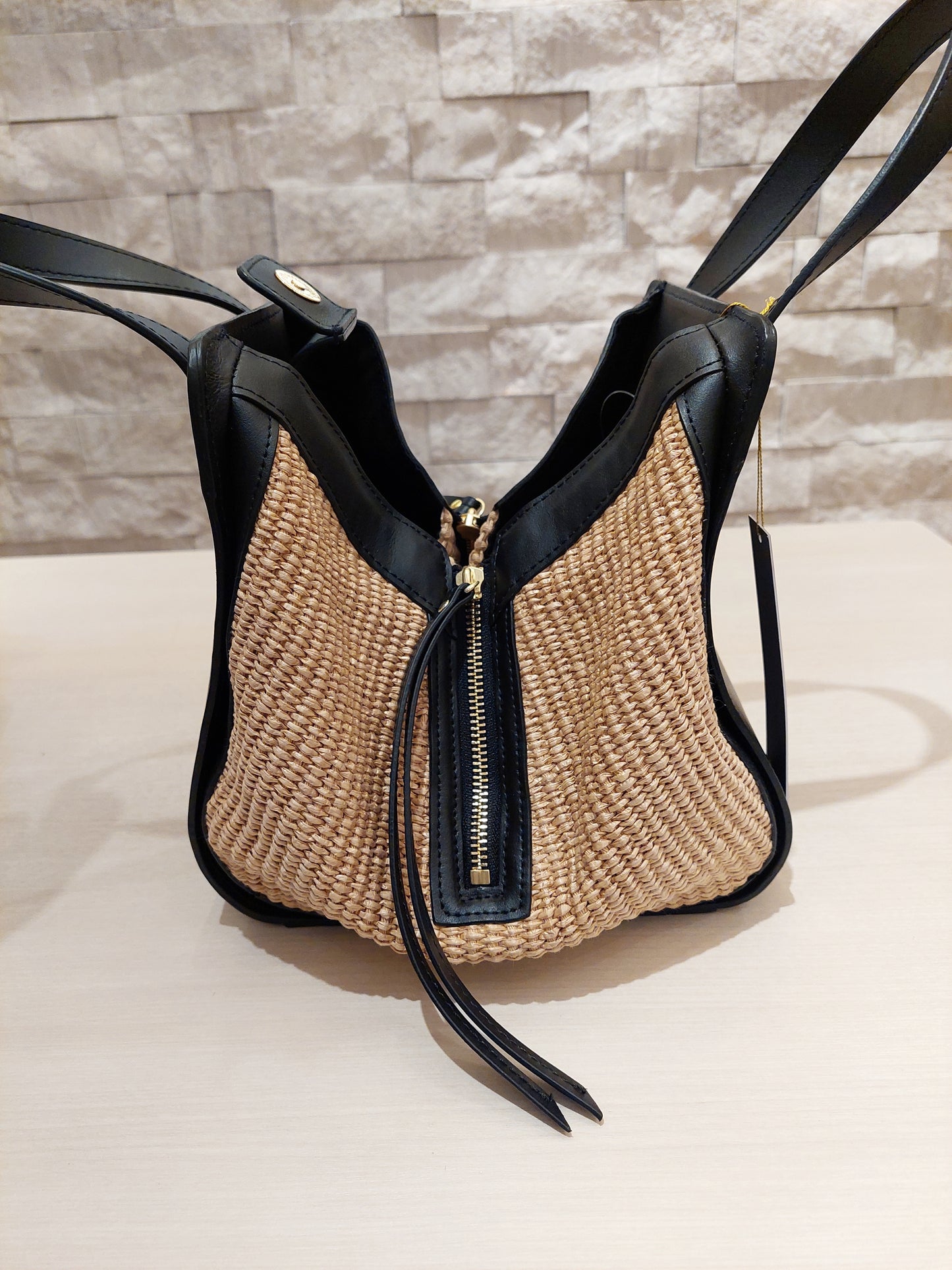 VIOLADORO SANDROラフィア×レザーコンビバッグ