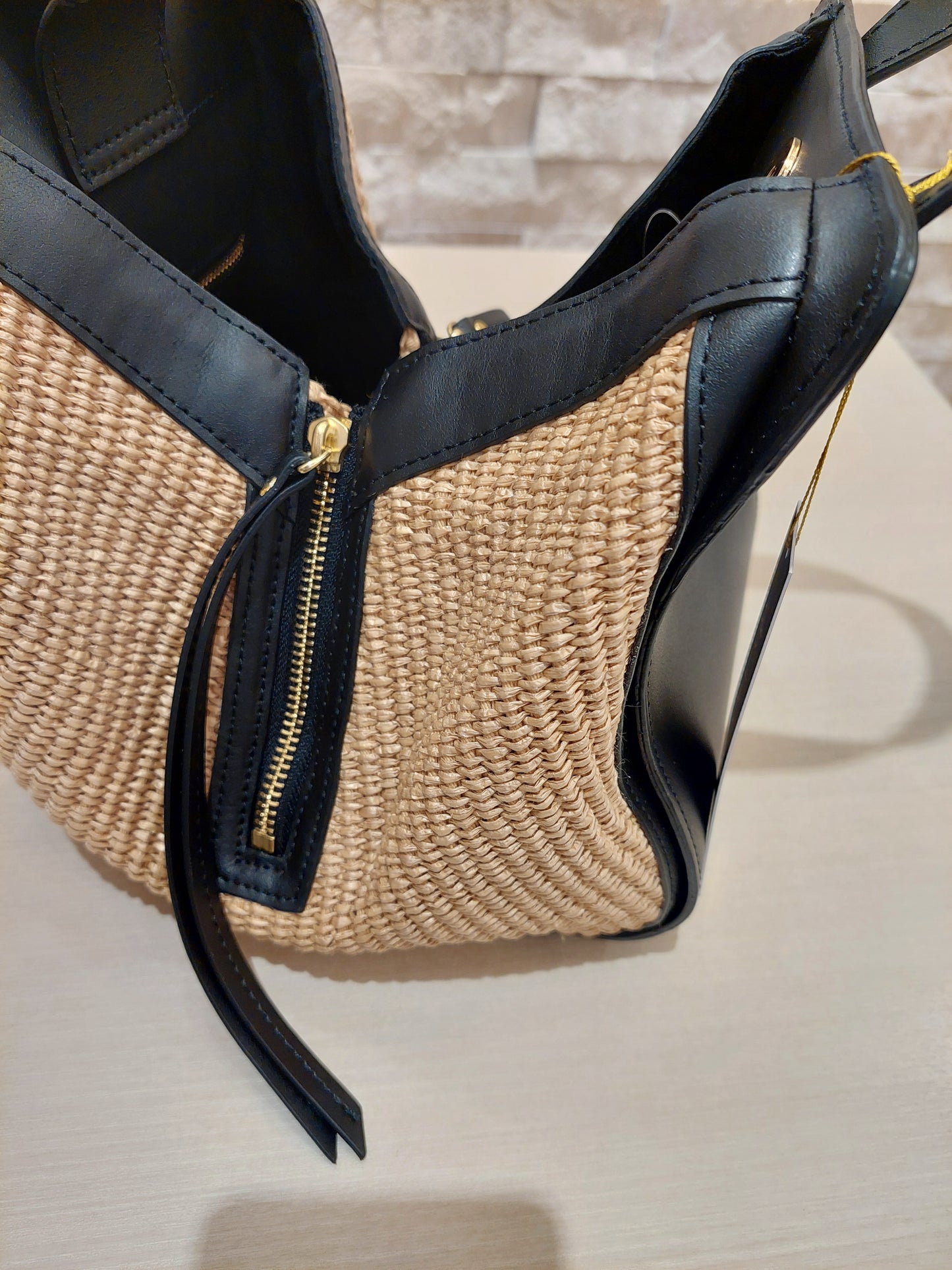 VIOLADORO SANDROラフィア×レザーコンビバッグ