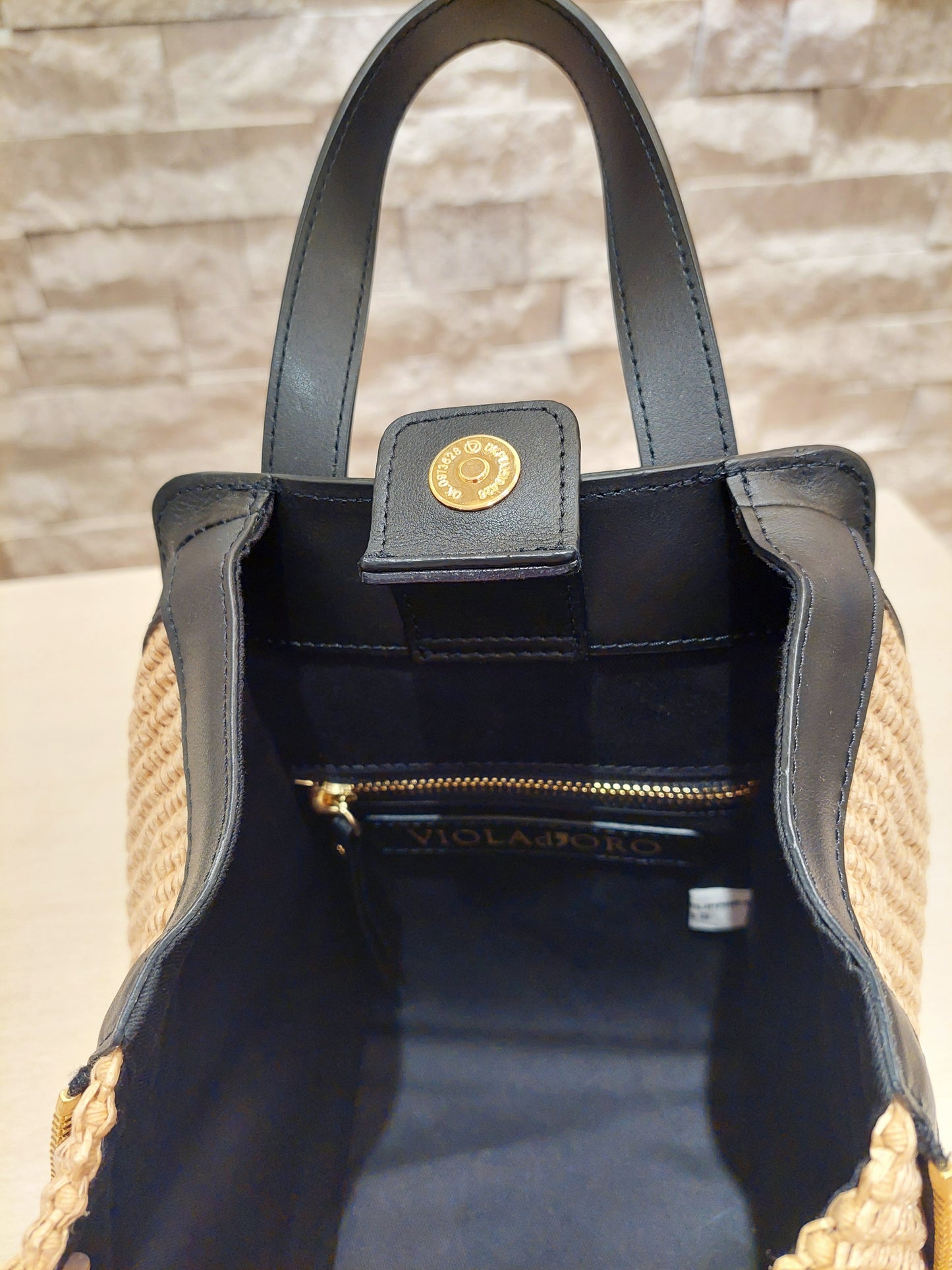 VIOLADORO SANDROラフィア×レザーコンビバッグ