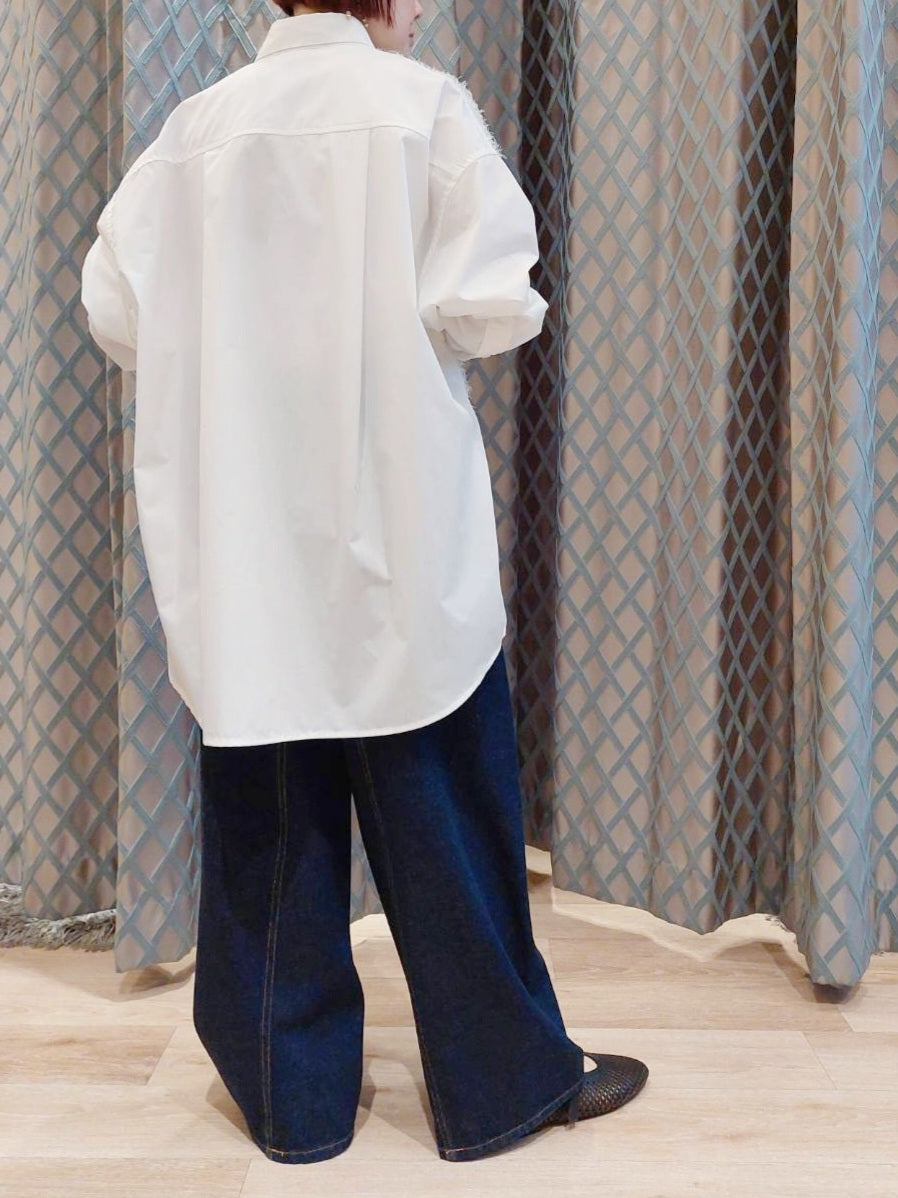 THOMAS MAGPIE 　フェザーヤーンドッキングデザインロングシャツ