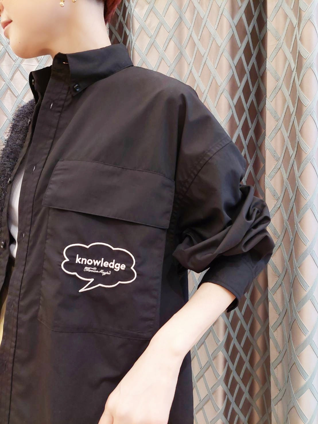 THOMAS MAGPIE 　フェザーヤーンドッキングデザインロングシャツ