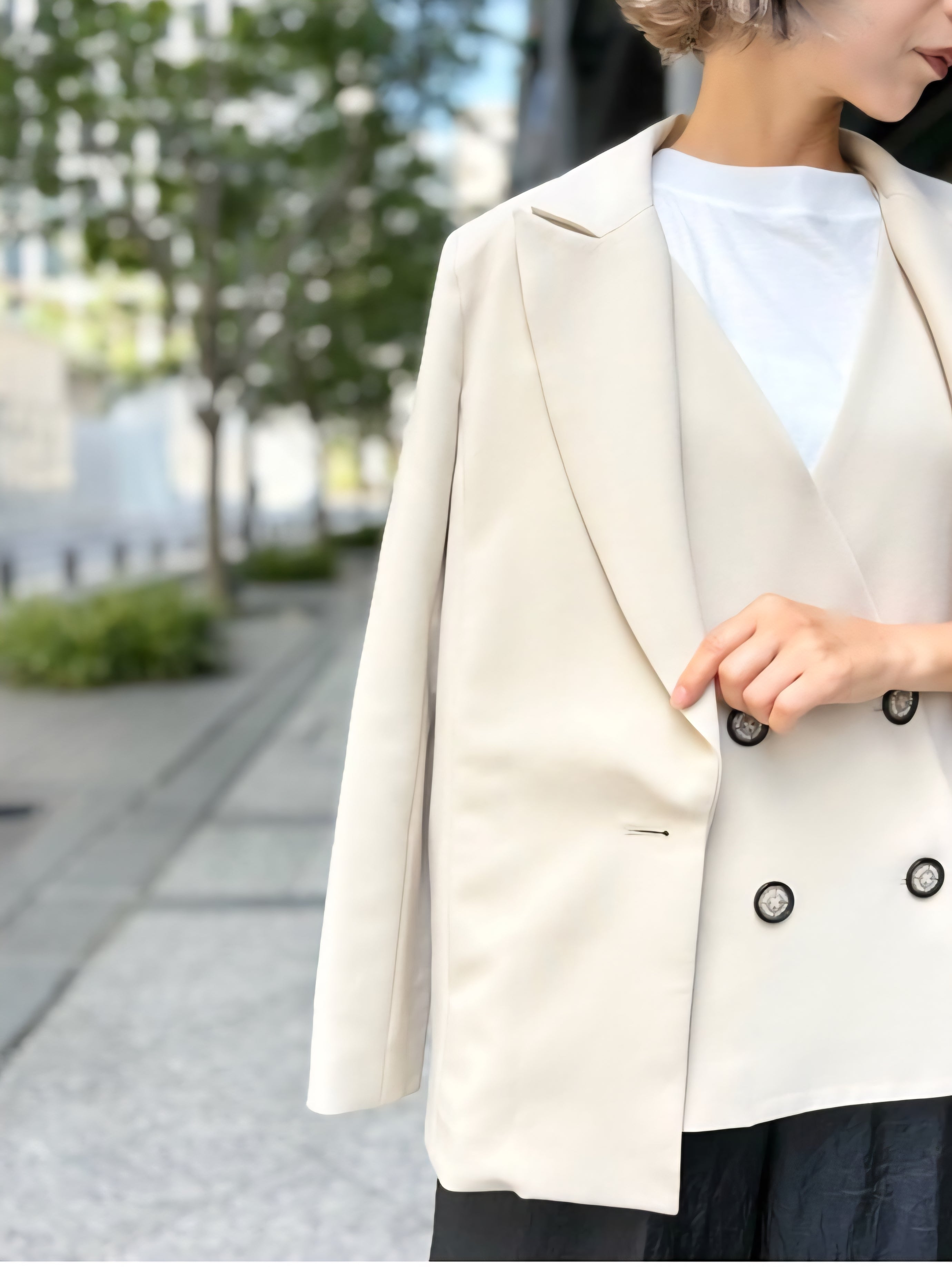 RISLEY ハイストレッチ2WAY肩掛けテーラードジャケット