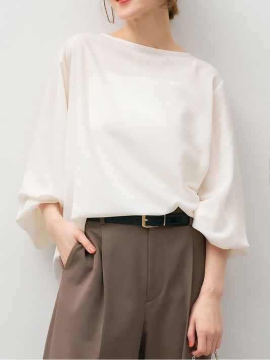 MICA＆DEAL　ギャザースリーブジョーゼットブラウス
