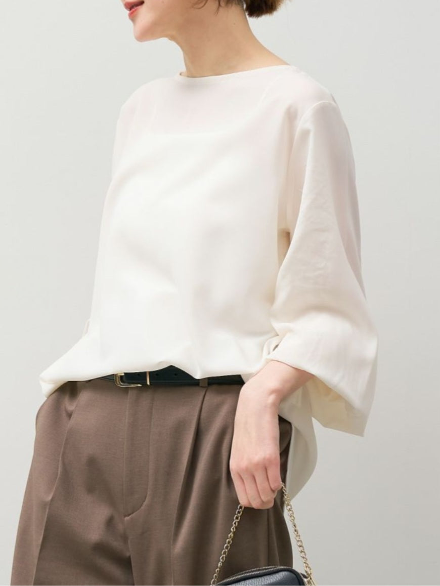 MICA＆DEAL　ギャザースリーブジョーゼットブラウス