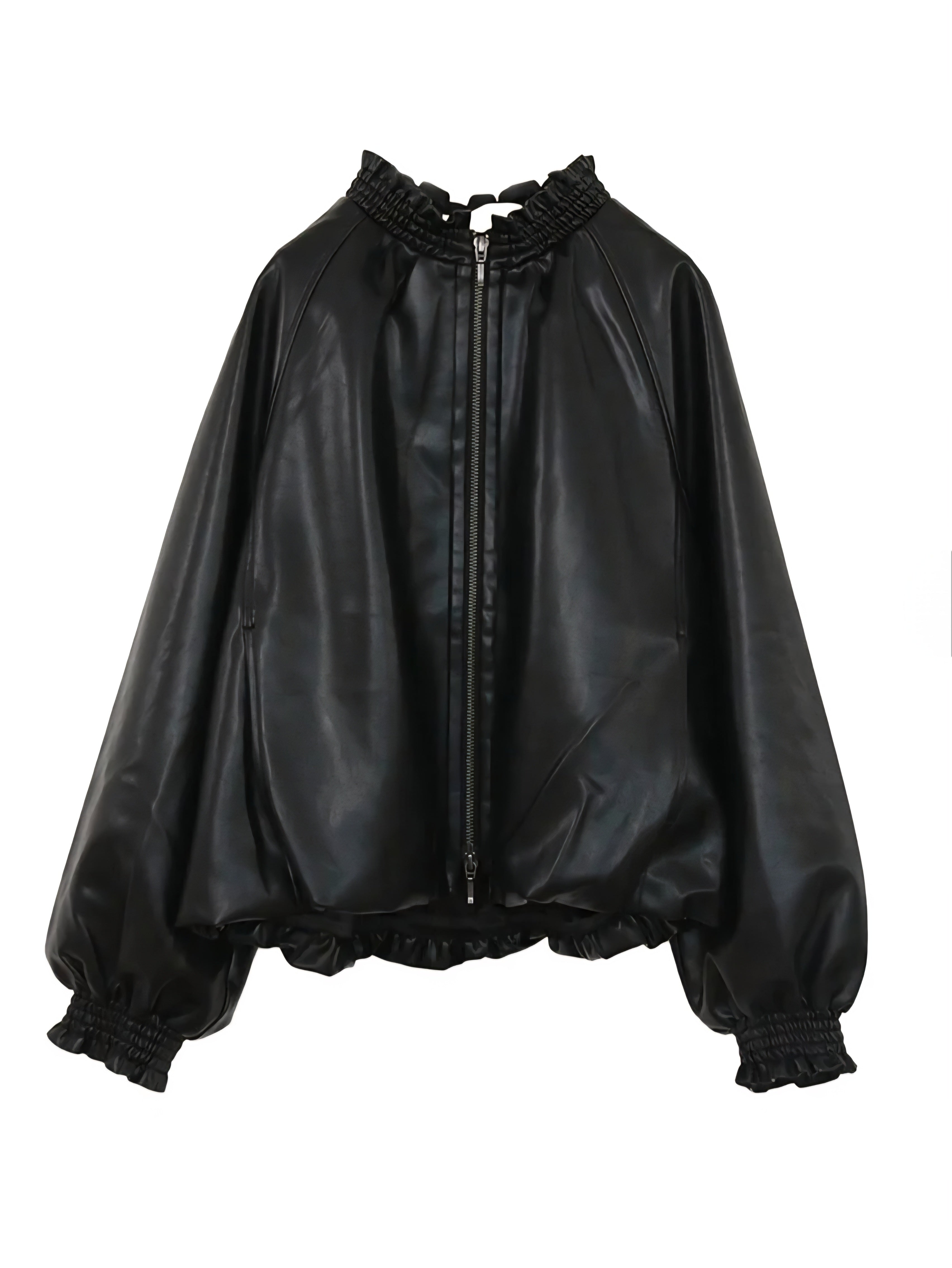 MARILYN MOON ソフトエコレザーシャーリングバルーンブルゾン