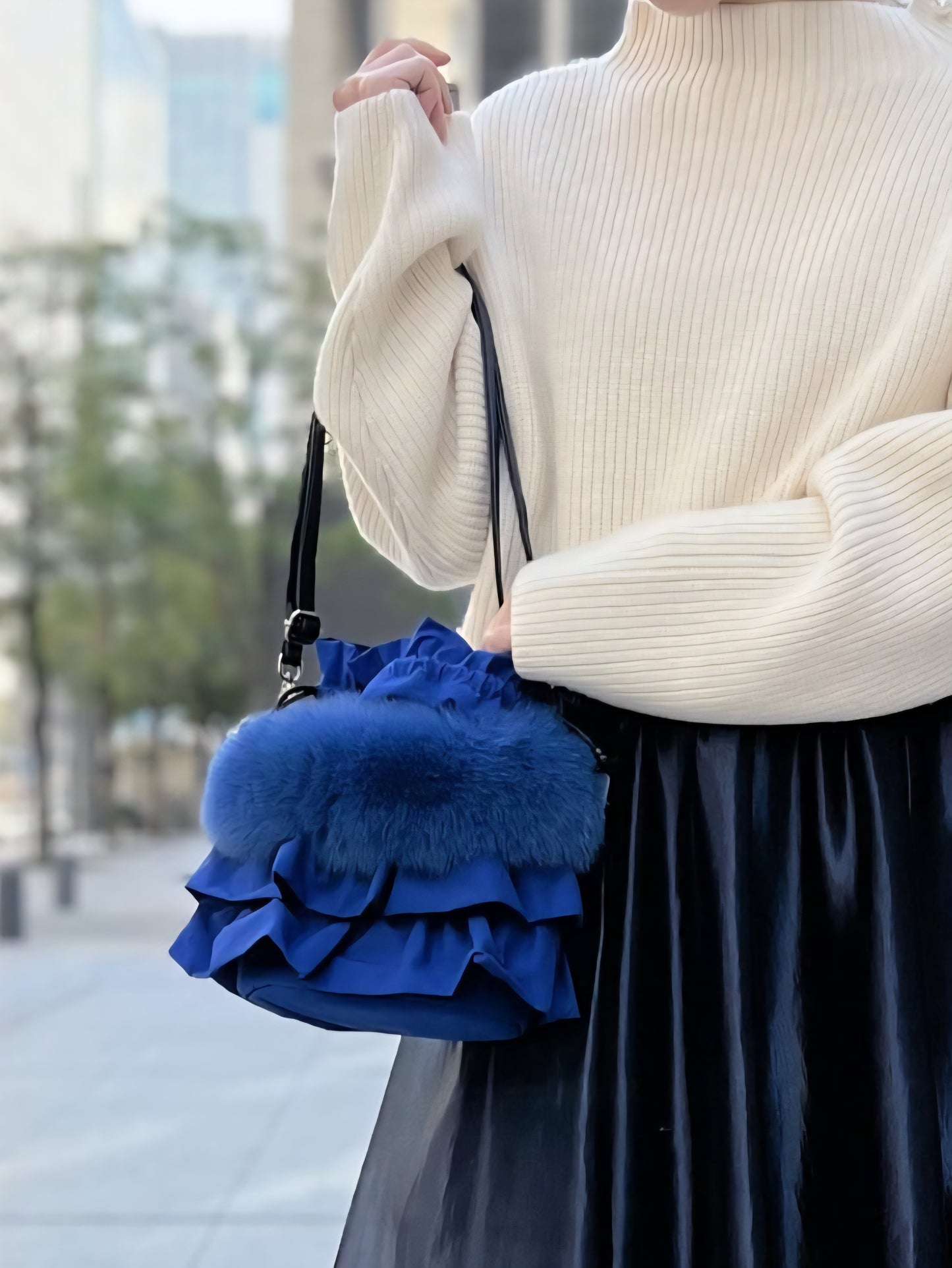 フォックスファー×フリルドッキングショルダーBAG