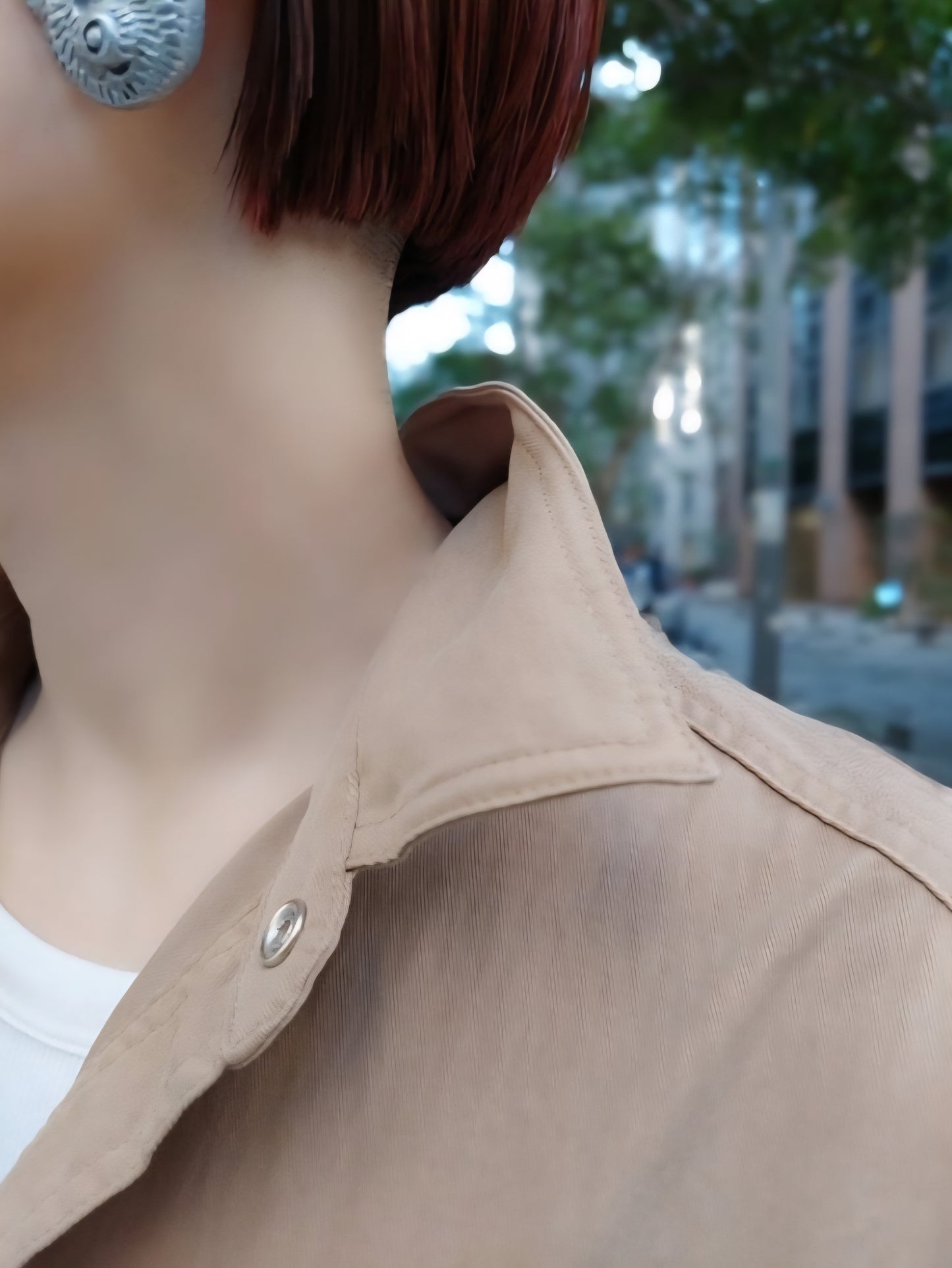 LE MELANGE　テンセルナイロンとろみロングシャツ