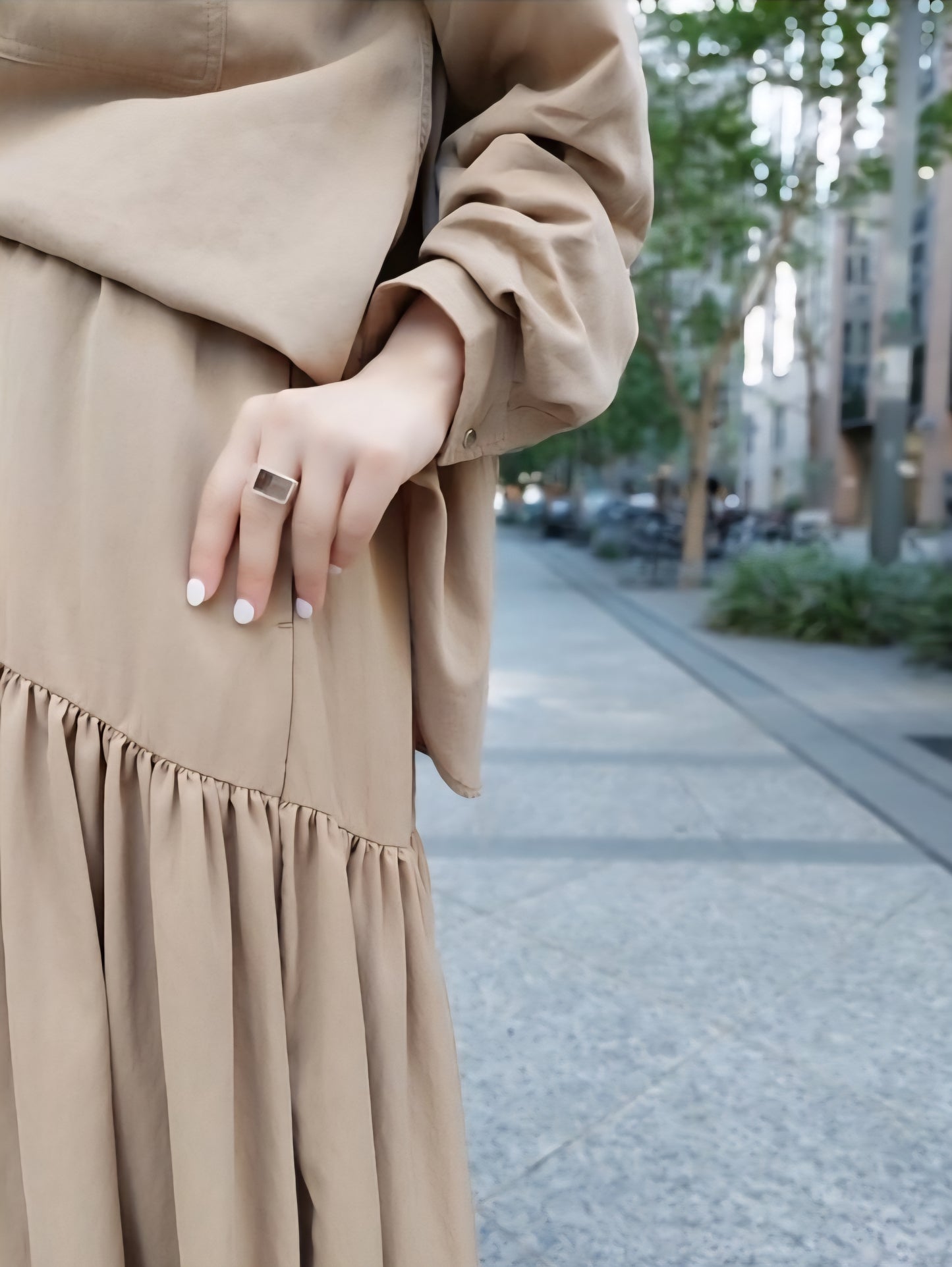 LE MELANGE　テンセルナイロンとろみギャザーイージースカート