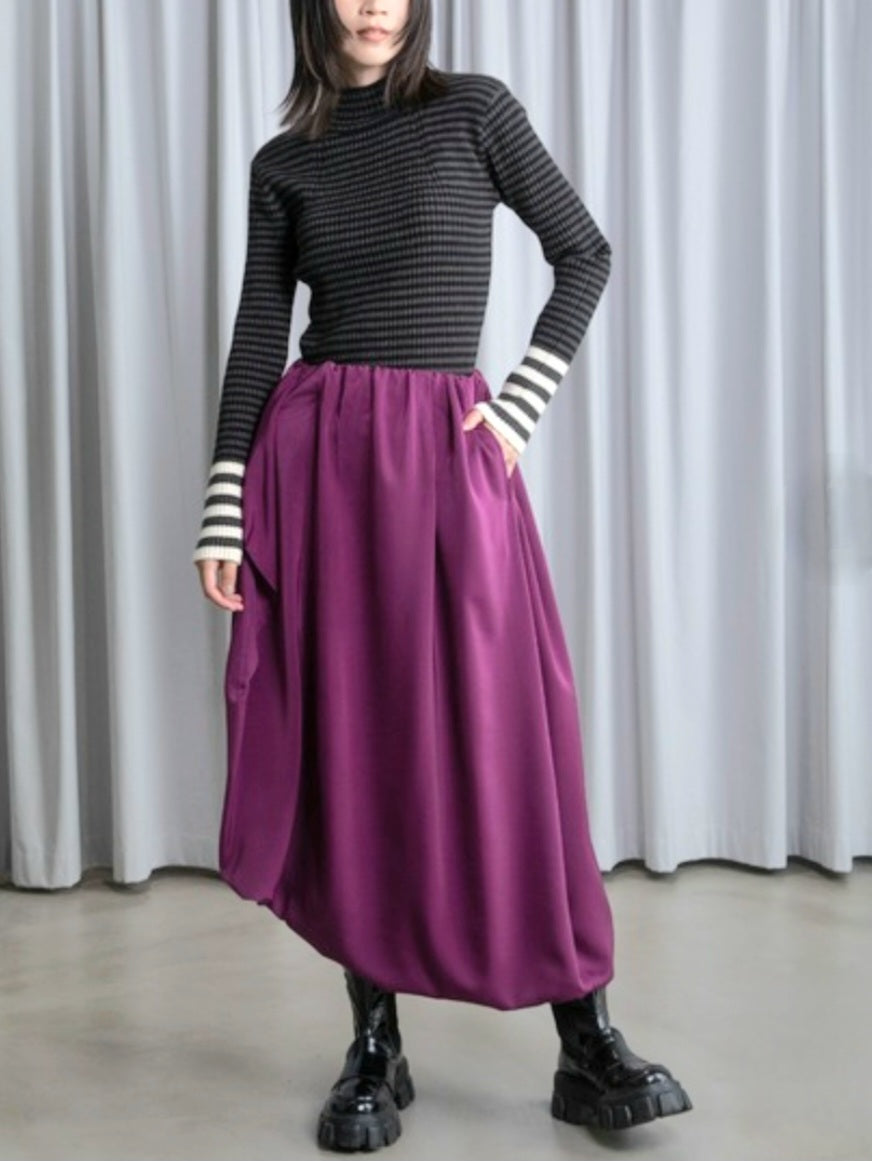 MARECHAL TERRE　配色マルチボーダーハイネックリブニット　