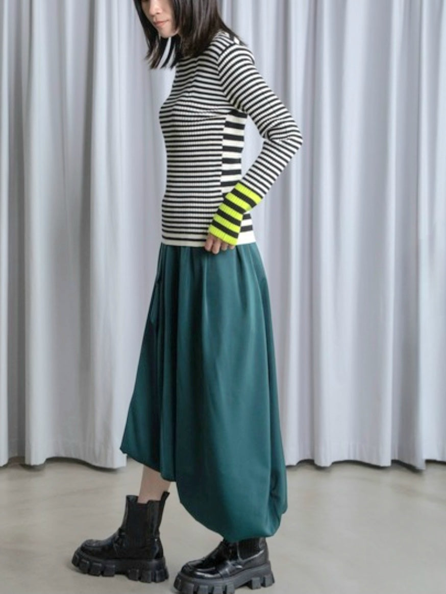 MARECHAL TERRE　配色マルチボーダーハイネックリブニット　