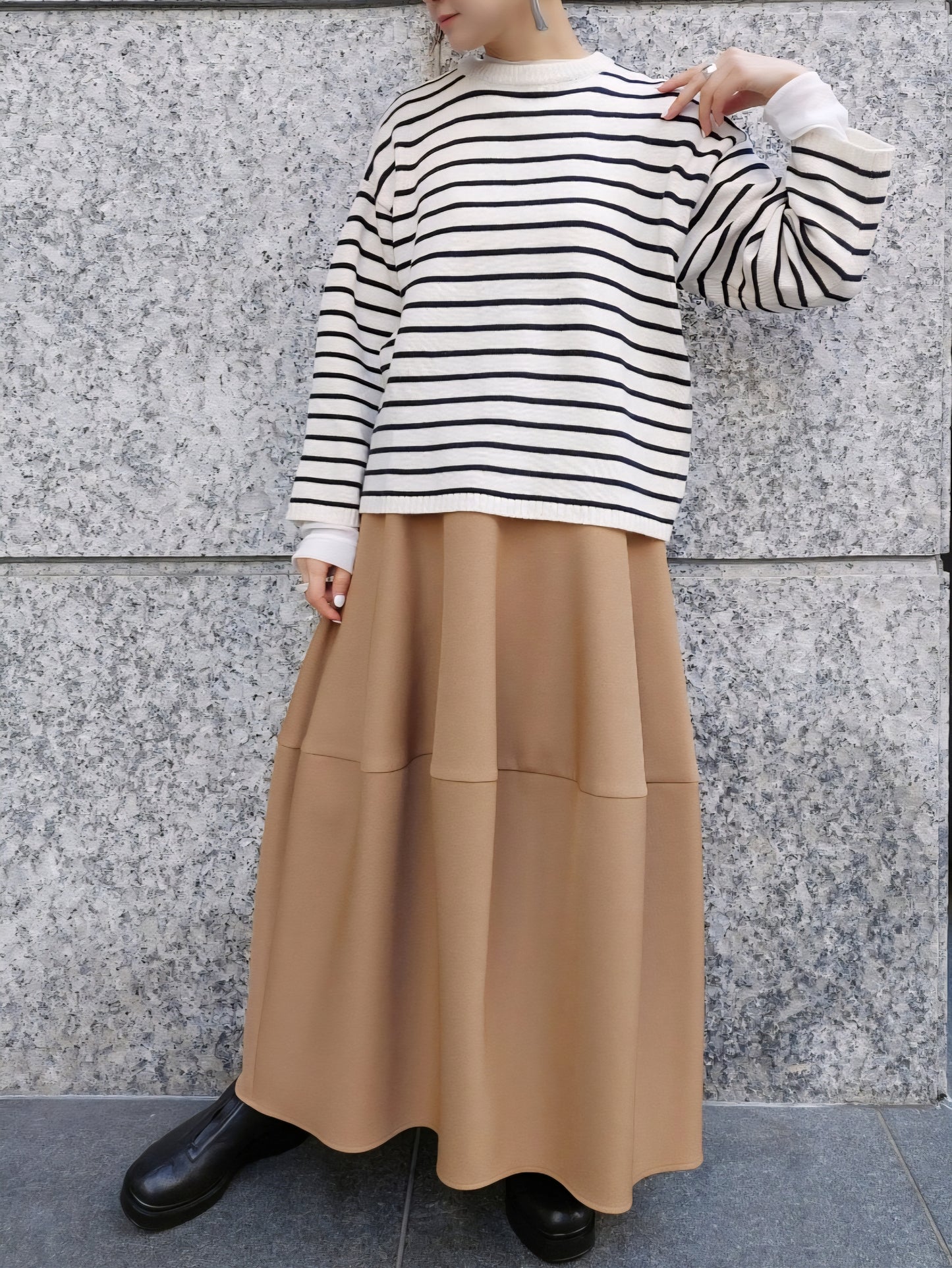 mao made　エルボーインターシャボーダーニット