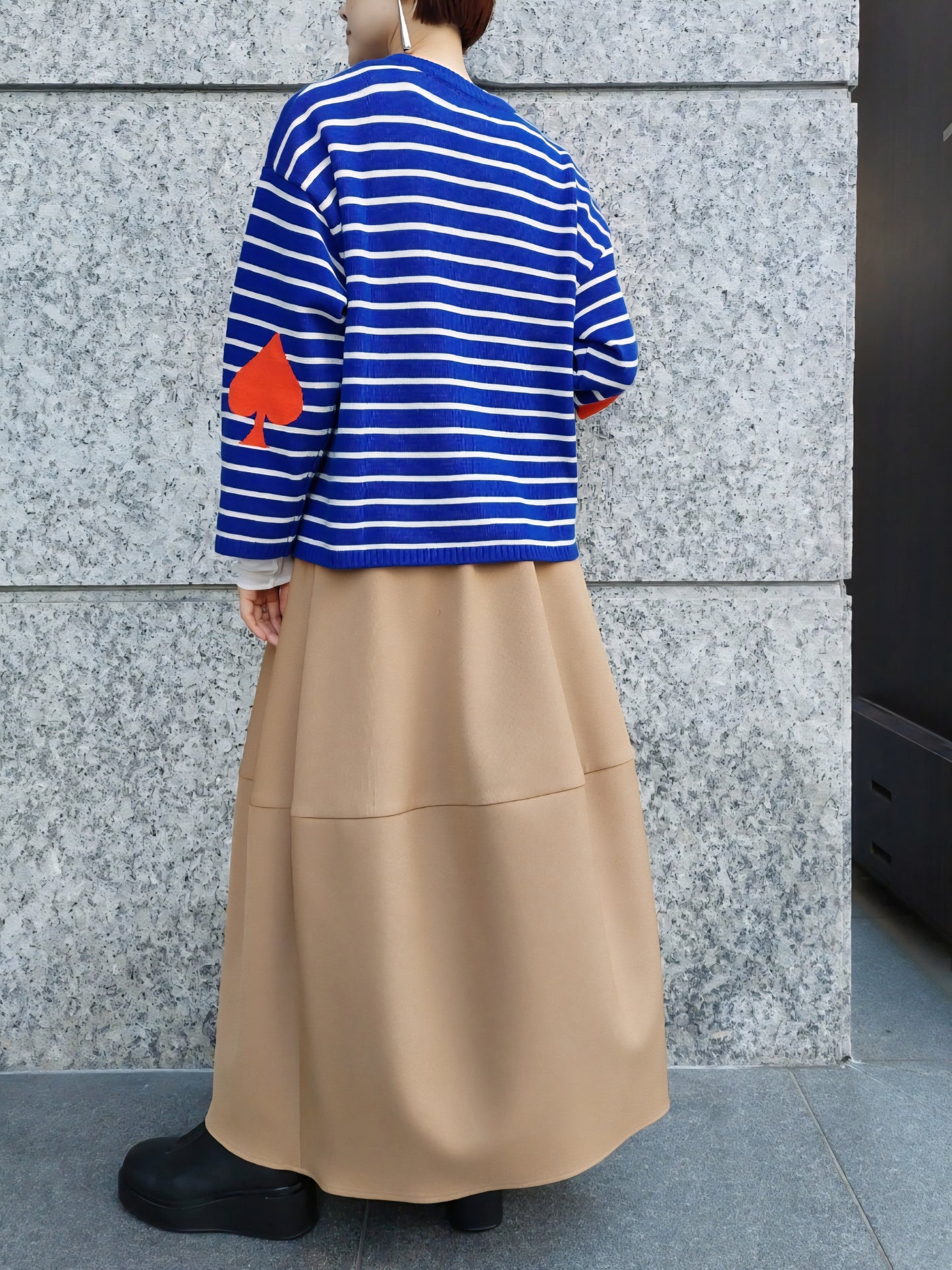 mao made　エルボーインターシャボーダーニット