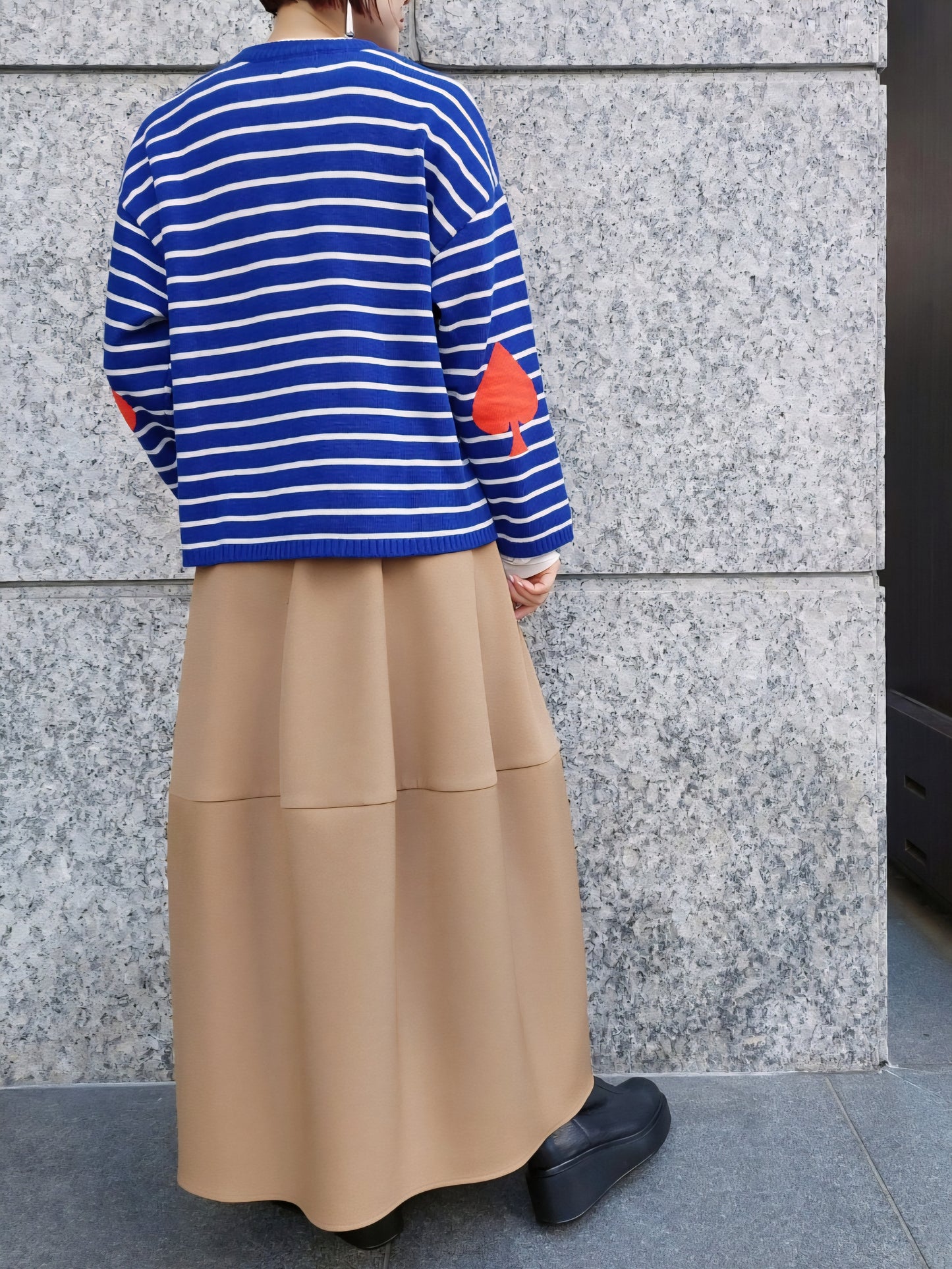 mao made　エルボーインターシャボーダーニット