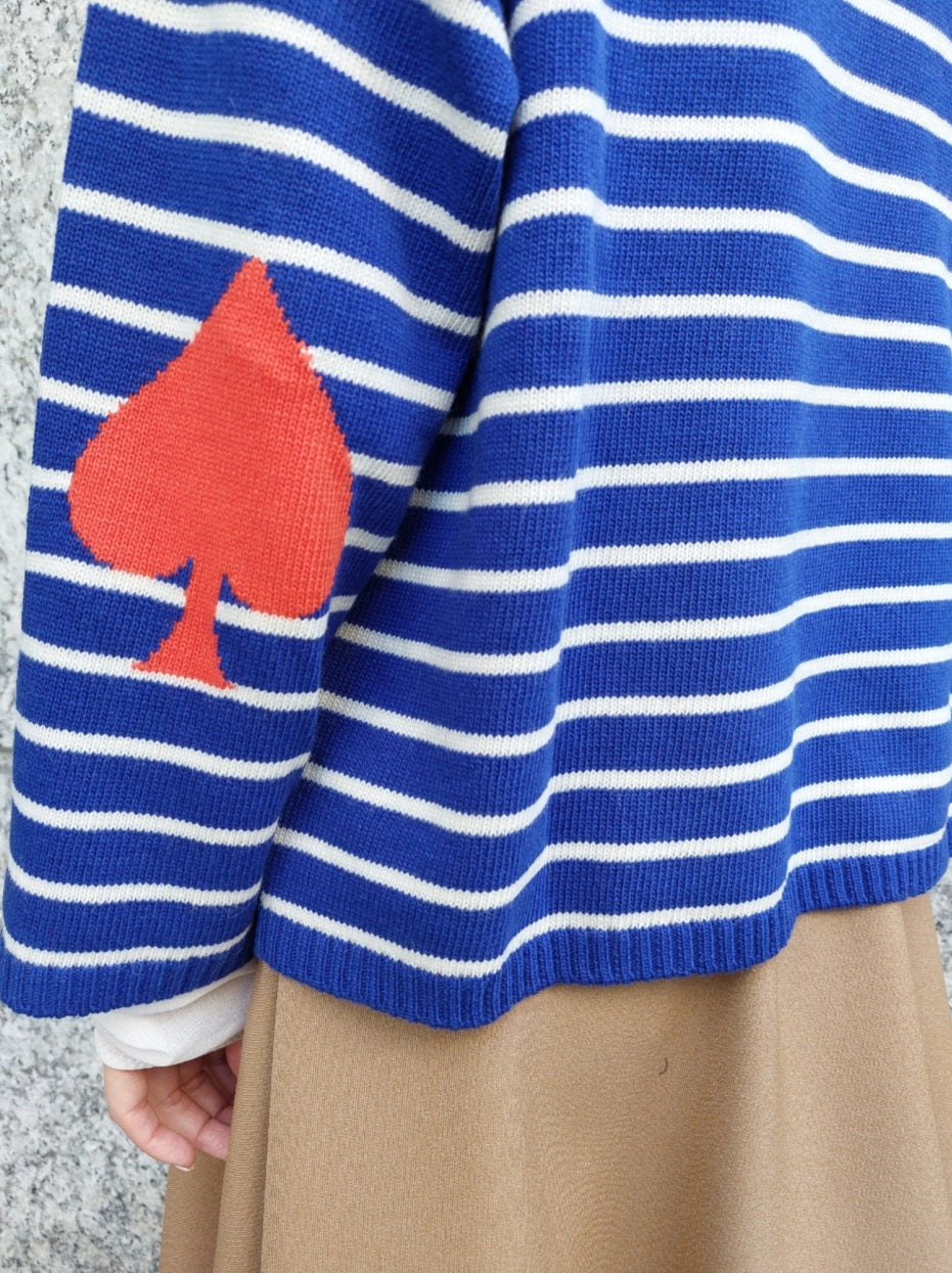 mao made　エルボーインターシャボーダーニット