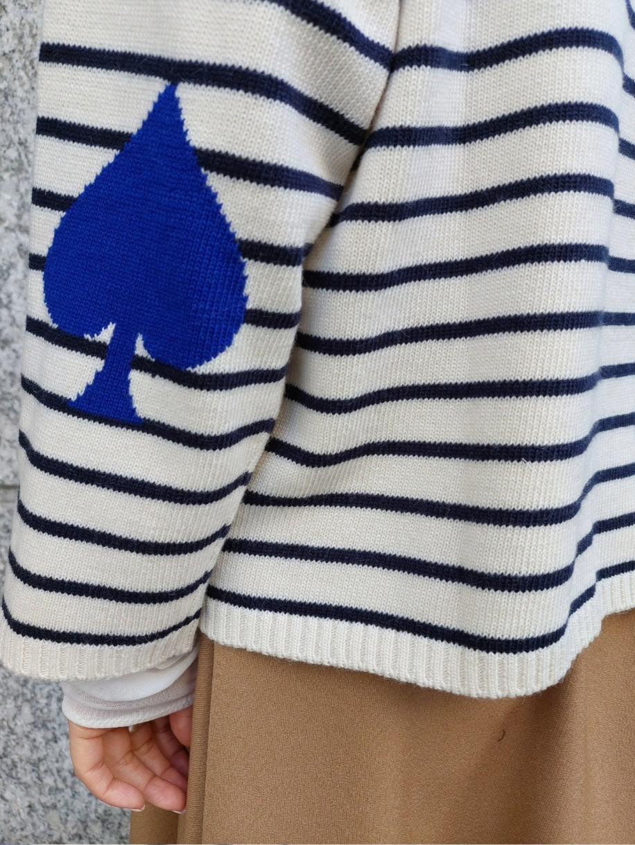 mao made　エルボーインターシャボーダーニット