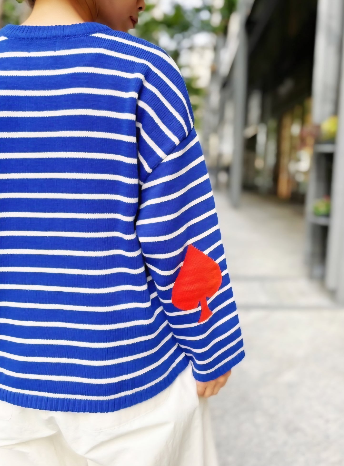 mao made　エルボーインターシャボーダーニット