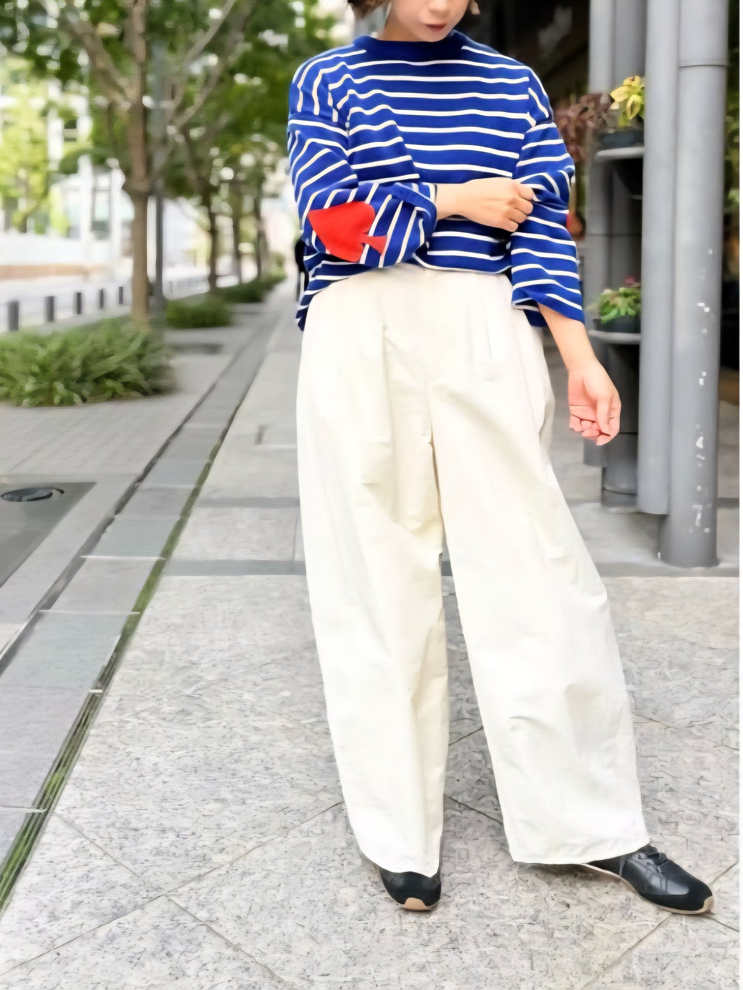 mao made　エルボーインターシャボーダーニット