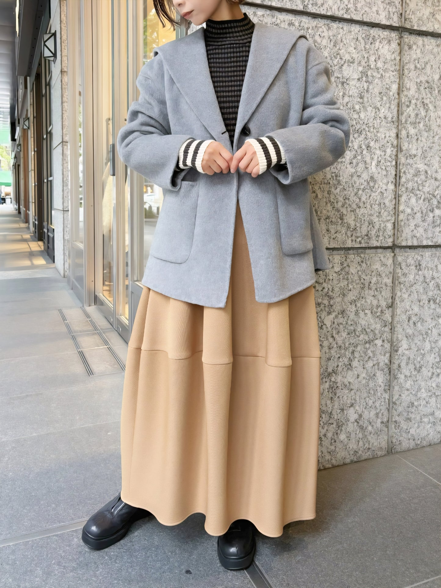 HERENCIA　ウールシャギーセーラーカラーコート