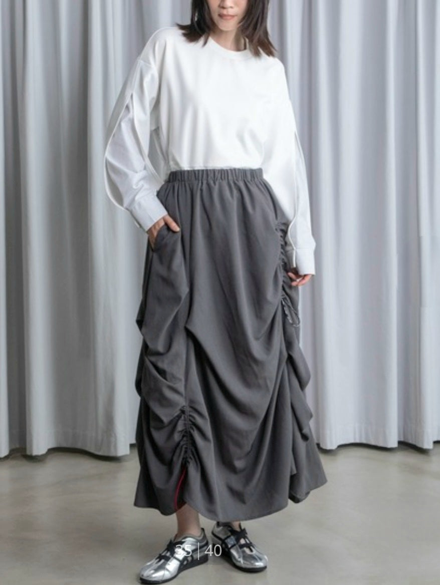 MARECHAL TERRE ドロストアシンメトリーギャザースカート