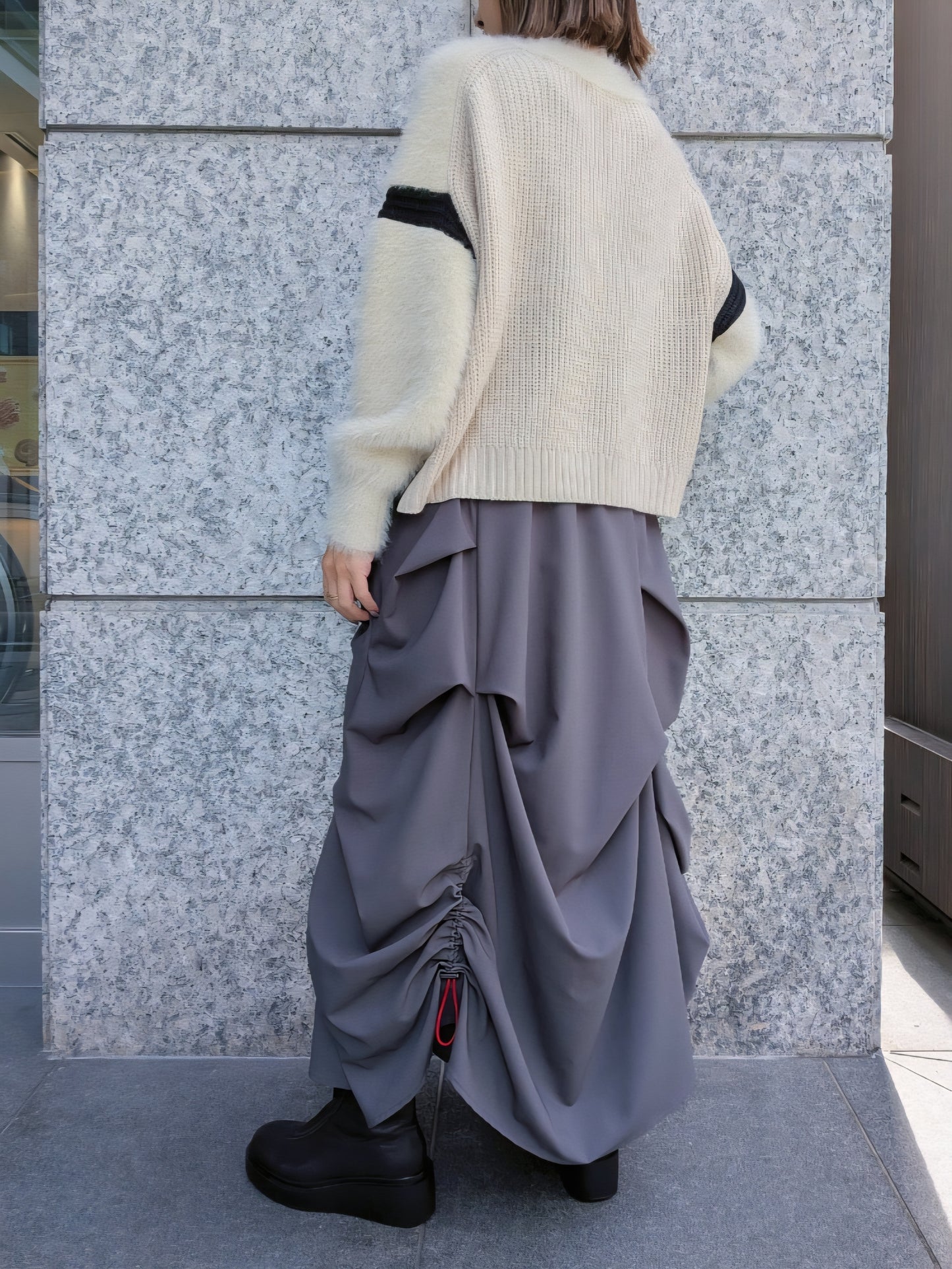 MARECHAL TERRE ドロストアシンメトリーギャザースカート