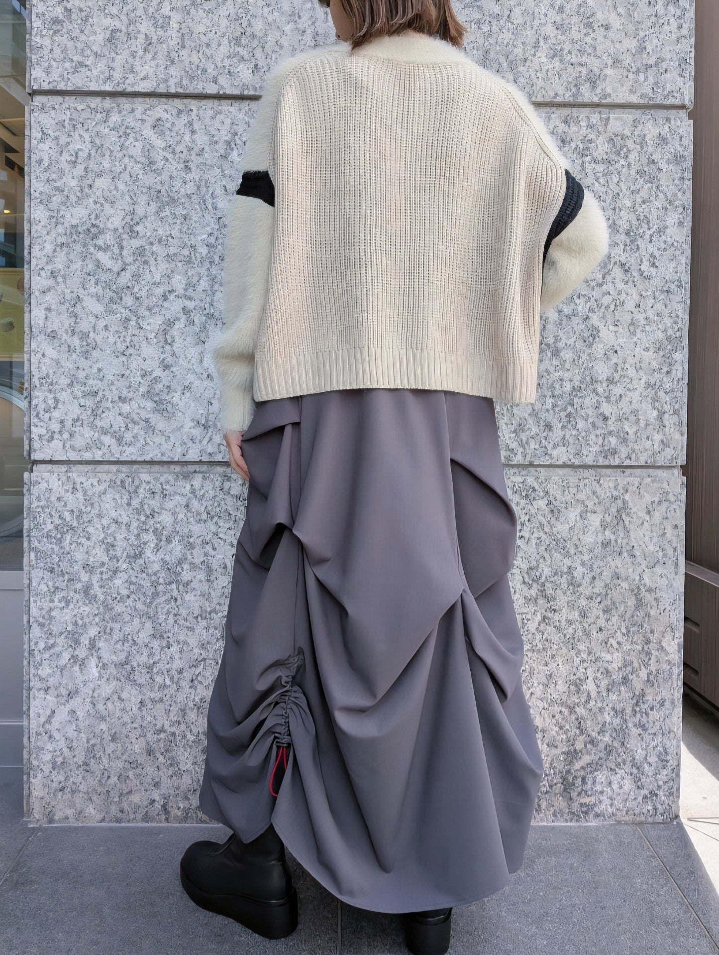 MARECHAL TERRE ドロストアシンメトリーギャザースカート