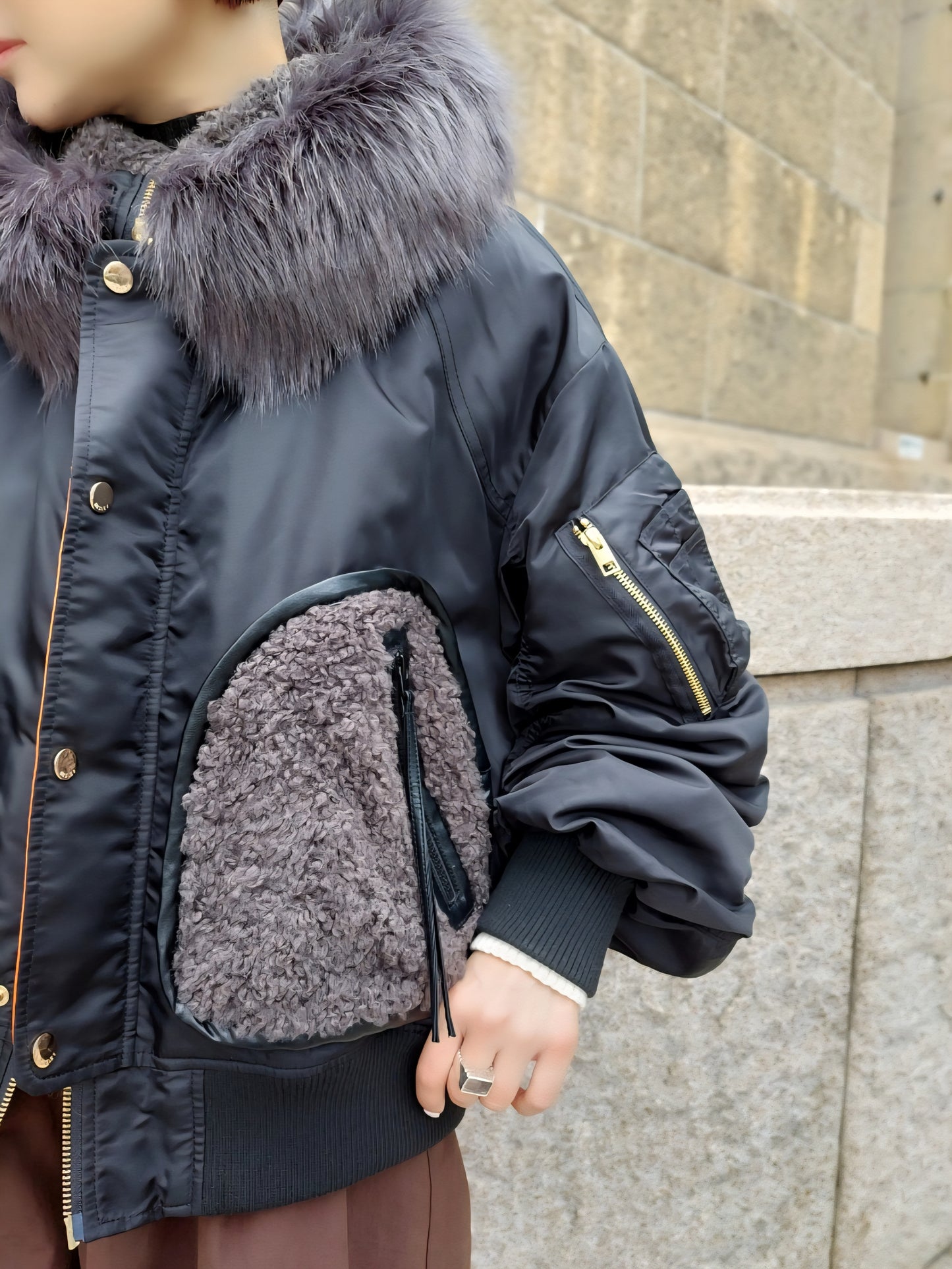 RISLEY　BIGフーディ中綿MA-1ブルゾン