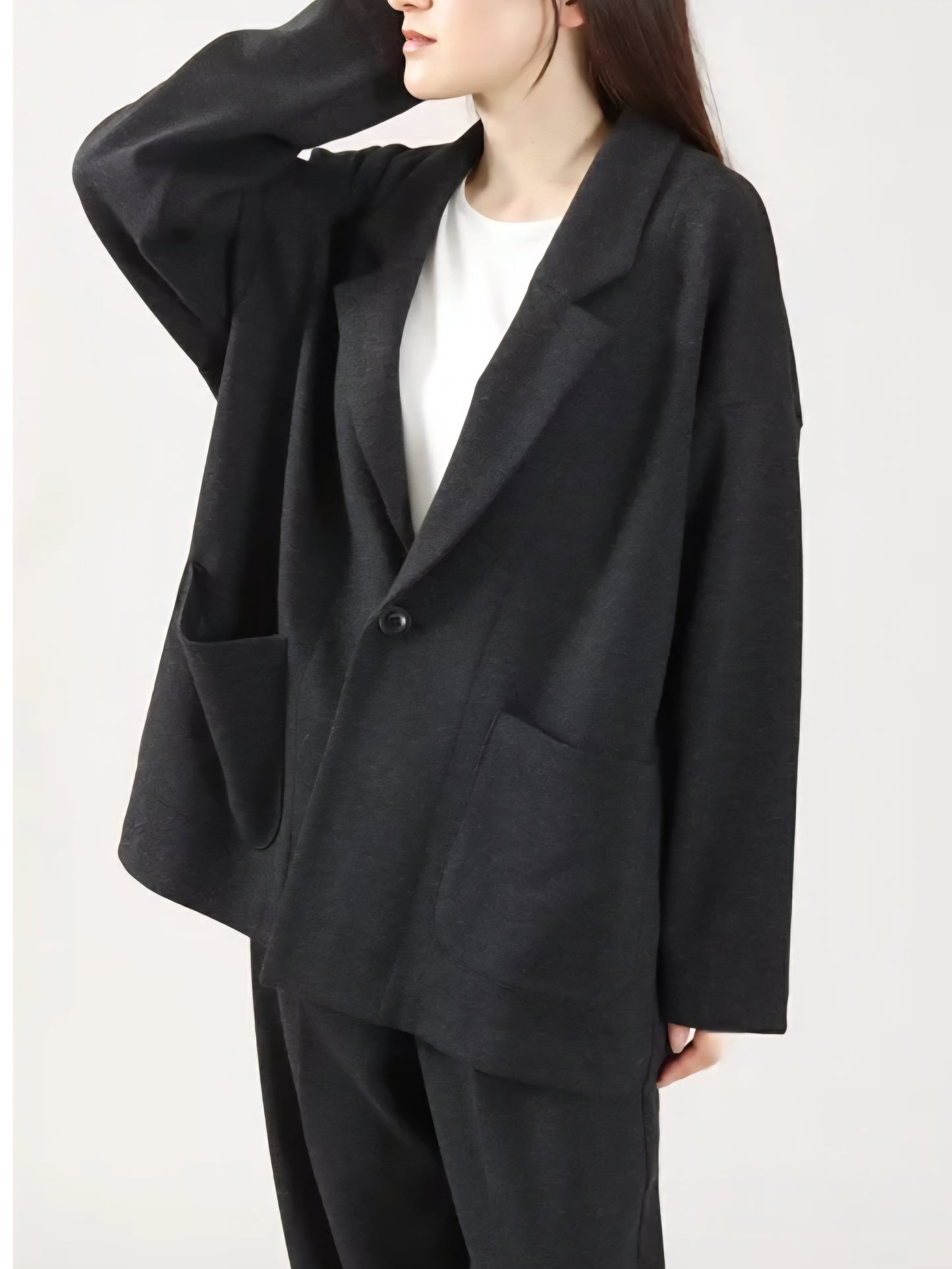 LE MELANGE　ウールコットンジャージコクーンテーラードジャケット