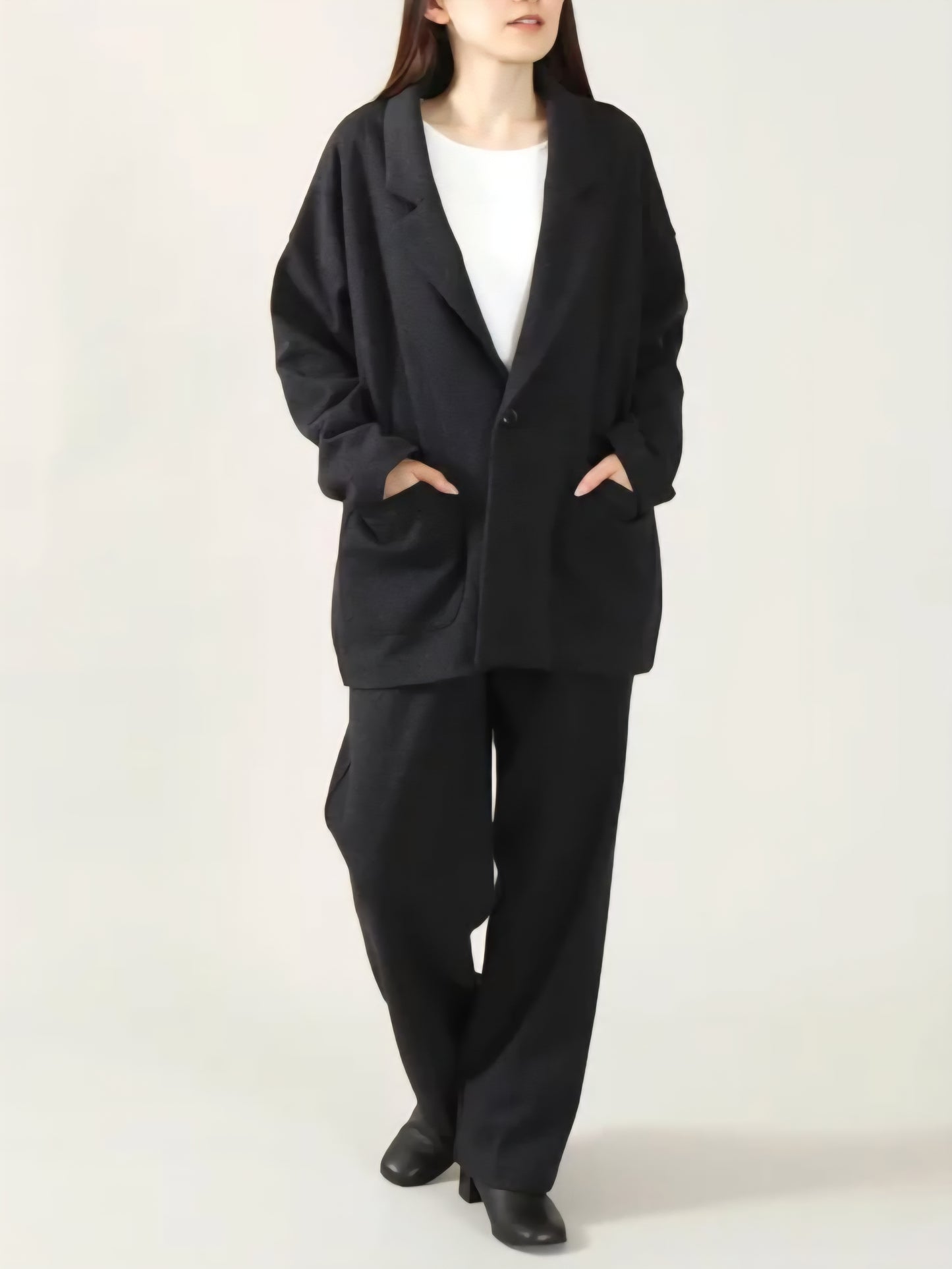 LE MELANGE　ウールコットンジャージコクーンテーラードジャケット